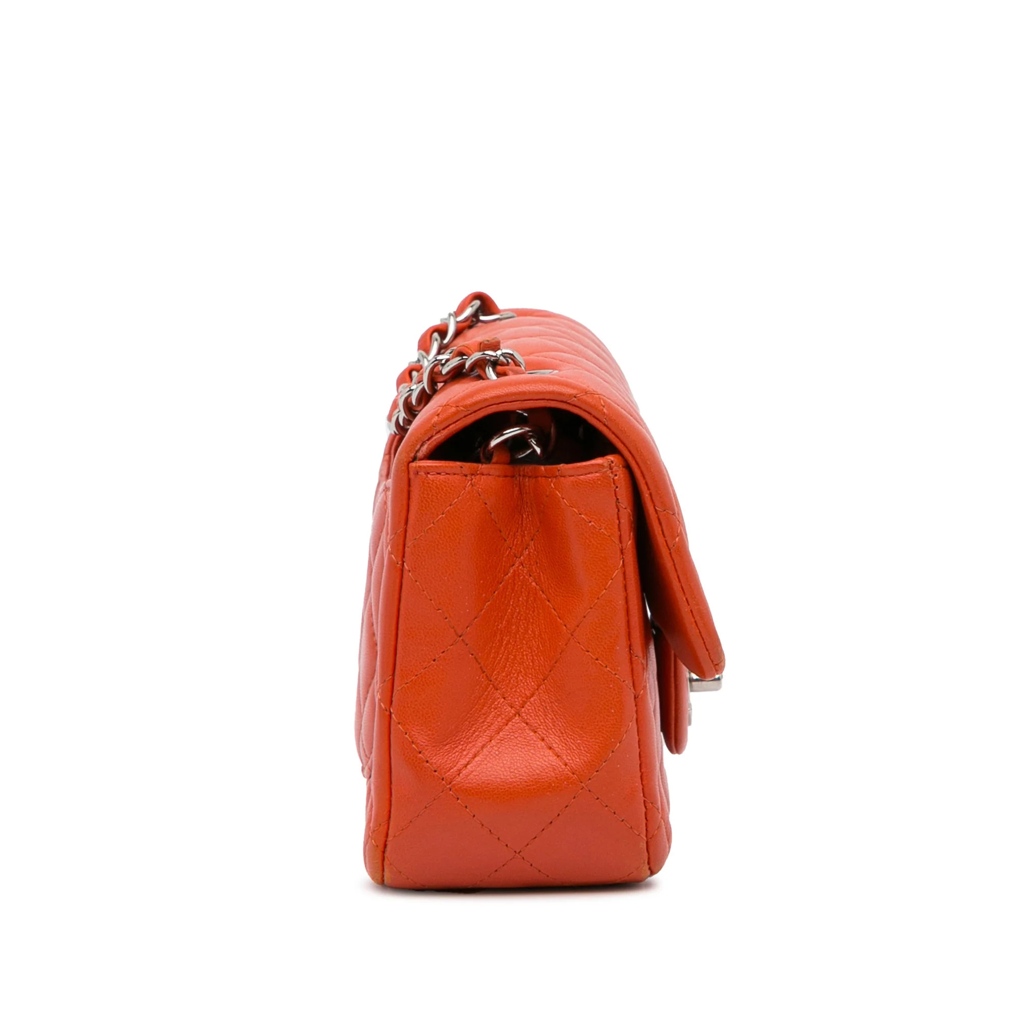 Chanel | Pre-Owned Mini Rectangular Classic Lambskin Single Flap | Orange - Image 4