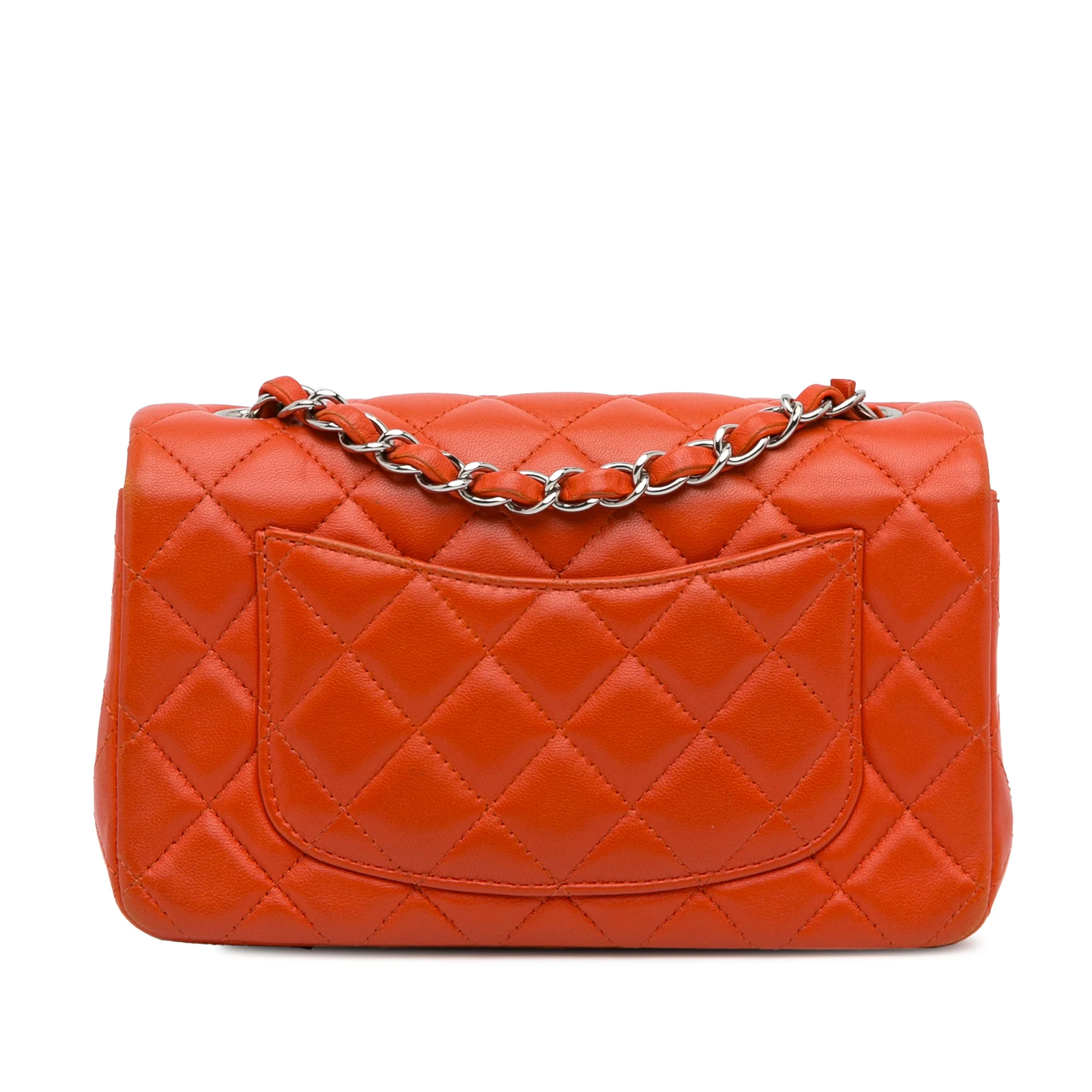 Chanel | Pre-Owned Mini Rectangular Classic Lambskin Single Flap | Orange - Image 5