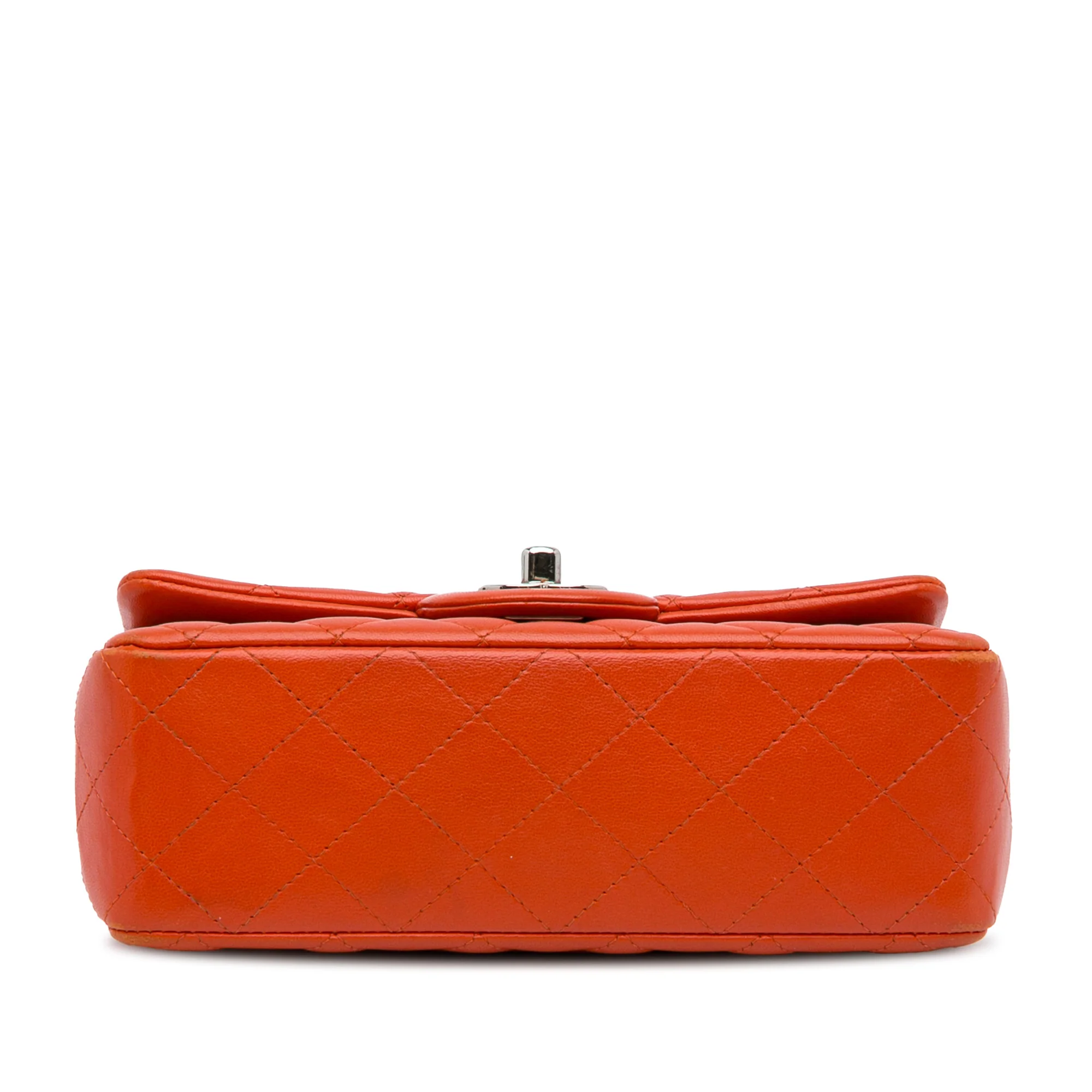 Chanel | Pre-Owned Mini Rectangular Classic Lambskin Single Flap | Orange - Image 6