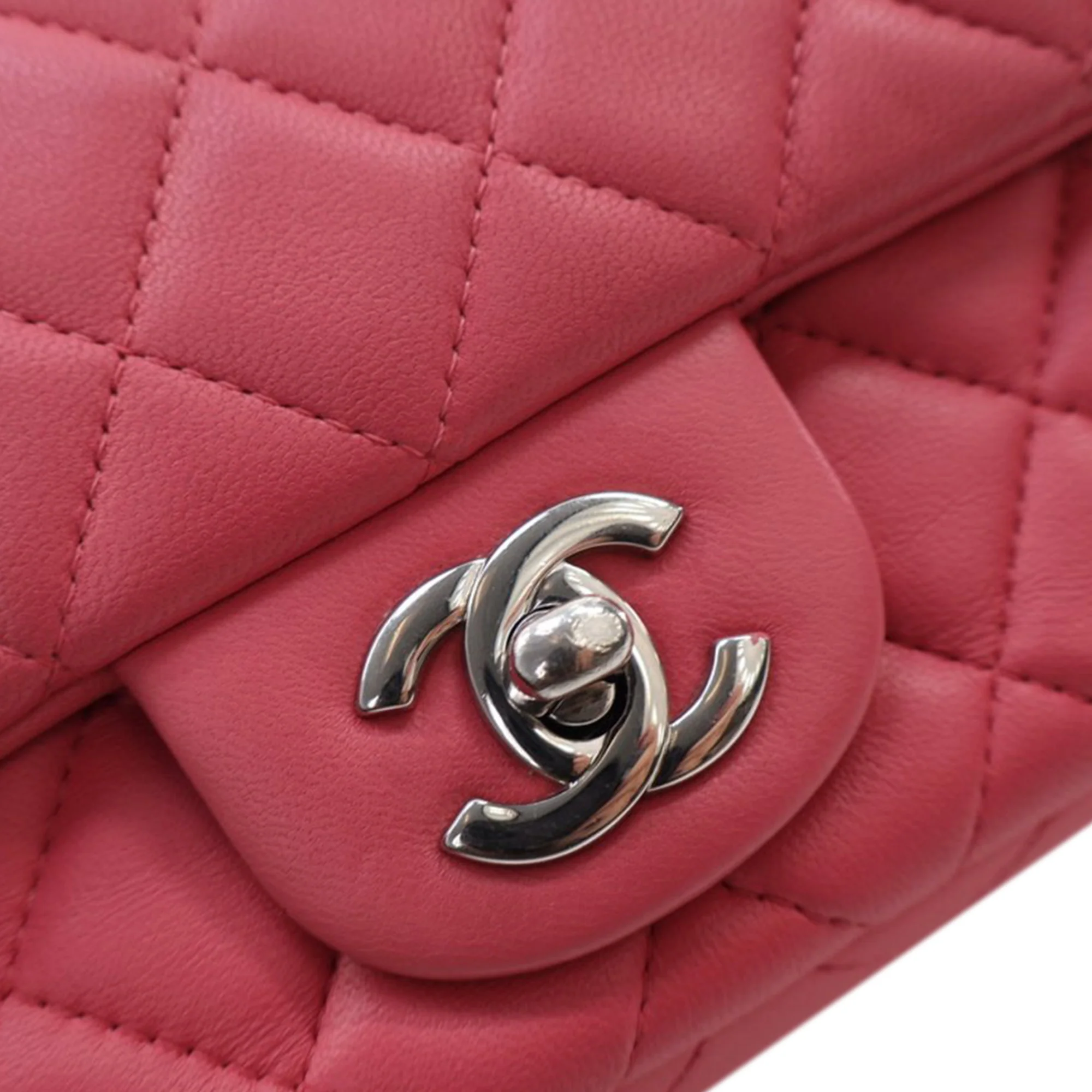 Chanel | Pre-Owned Mini Rectangular Classic Lambskin Single Flap | Pink - Image 10