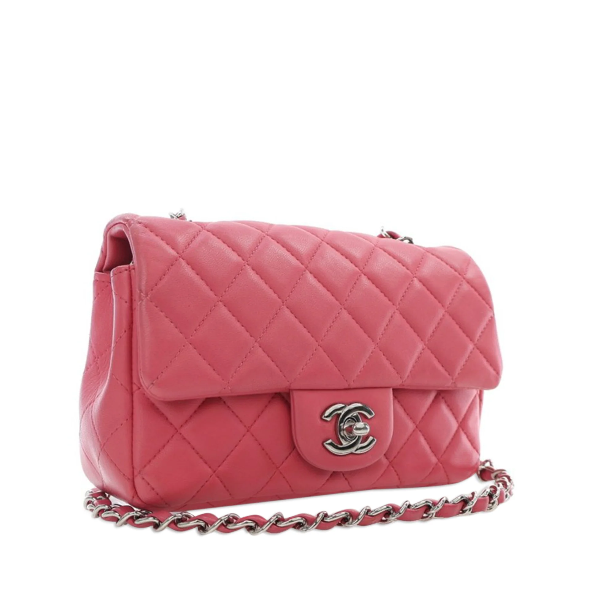Chanel | Pre-Owned Mini Rectangular Classic Lambskin Single Flap | Pink - Image 3