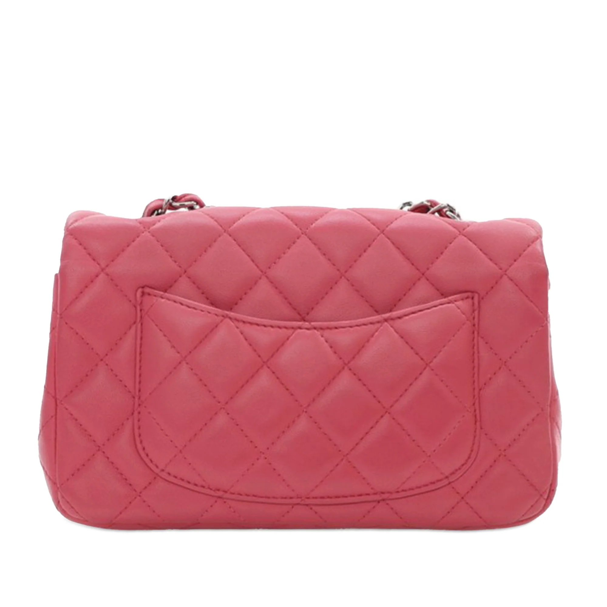 Chanel | Pre-Owned Mini Rectangular Classic Lambskin Single Flap | Pink - Image 4
