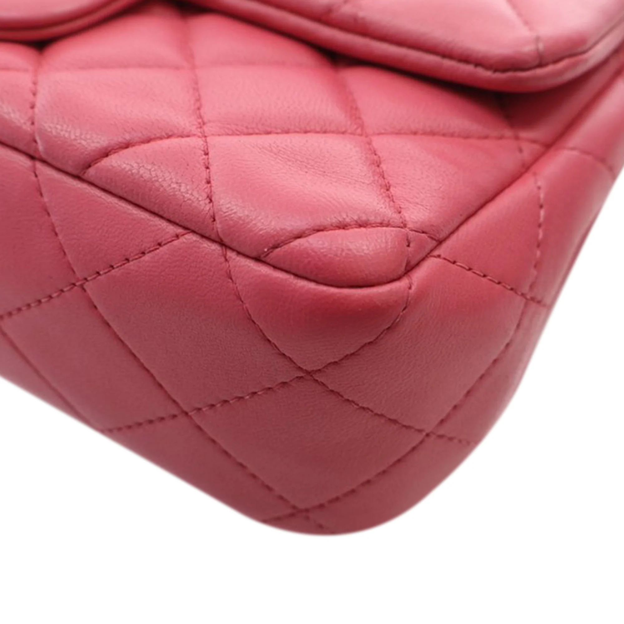 Chanel | Pre-Owned Mini Rectangular Classic Lambskin Single Flap | Pink - Image 8
