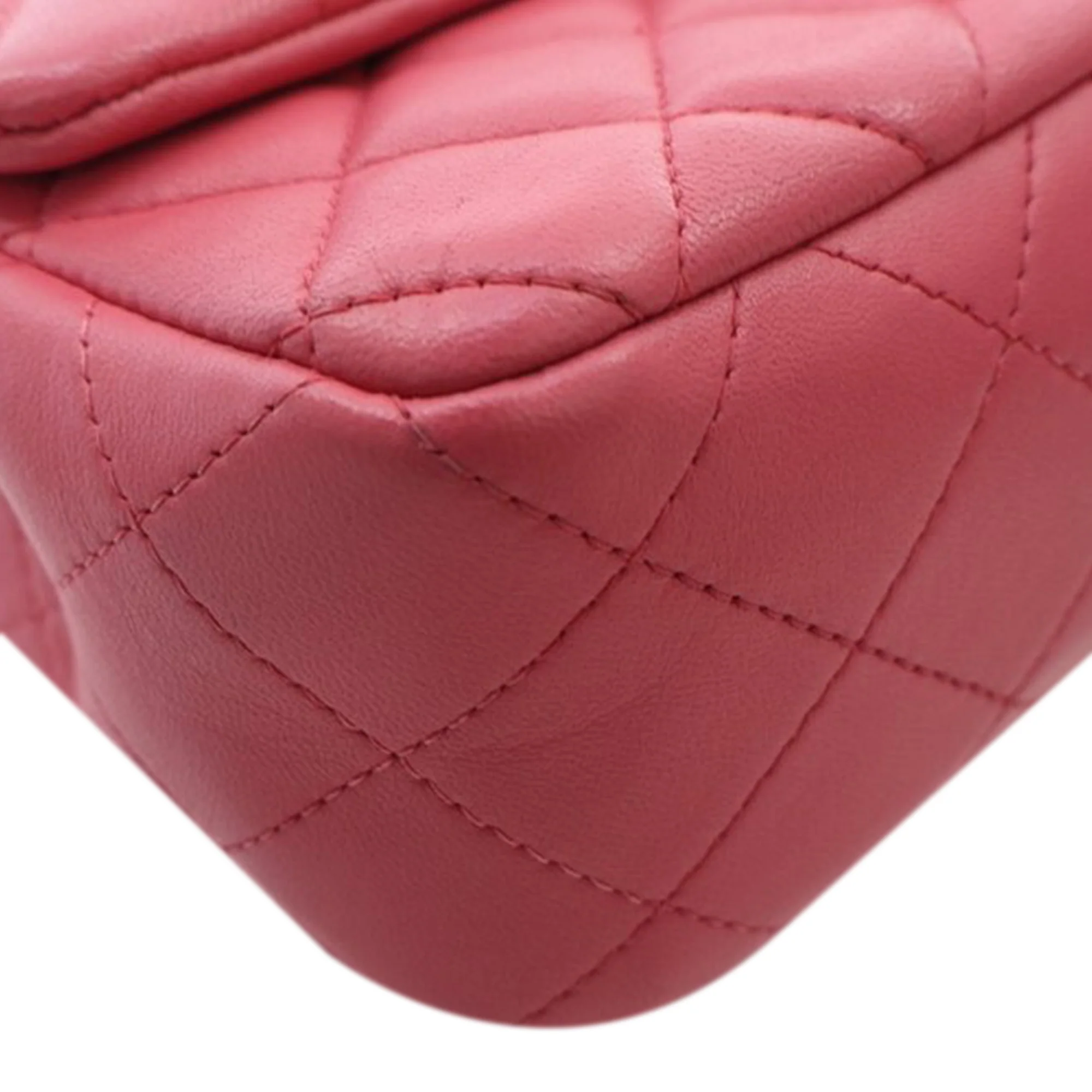 Chanel | Pre-Owned Mini Rectangular Classic Lambskin Single Flap | Pink - Image 9