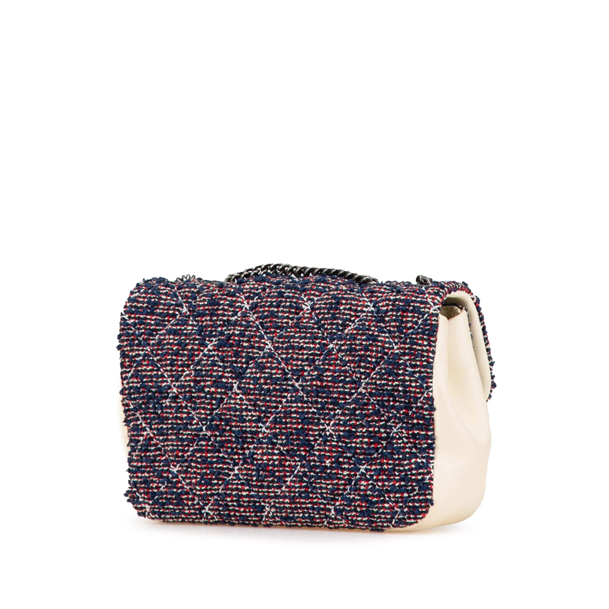 Chanel | Pre-Owned Mini Rectangular Tweed Single Flap | BlueWhite/Ivory - Image 2