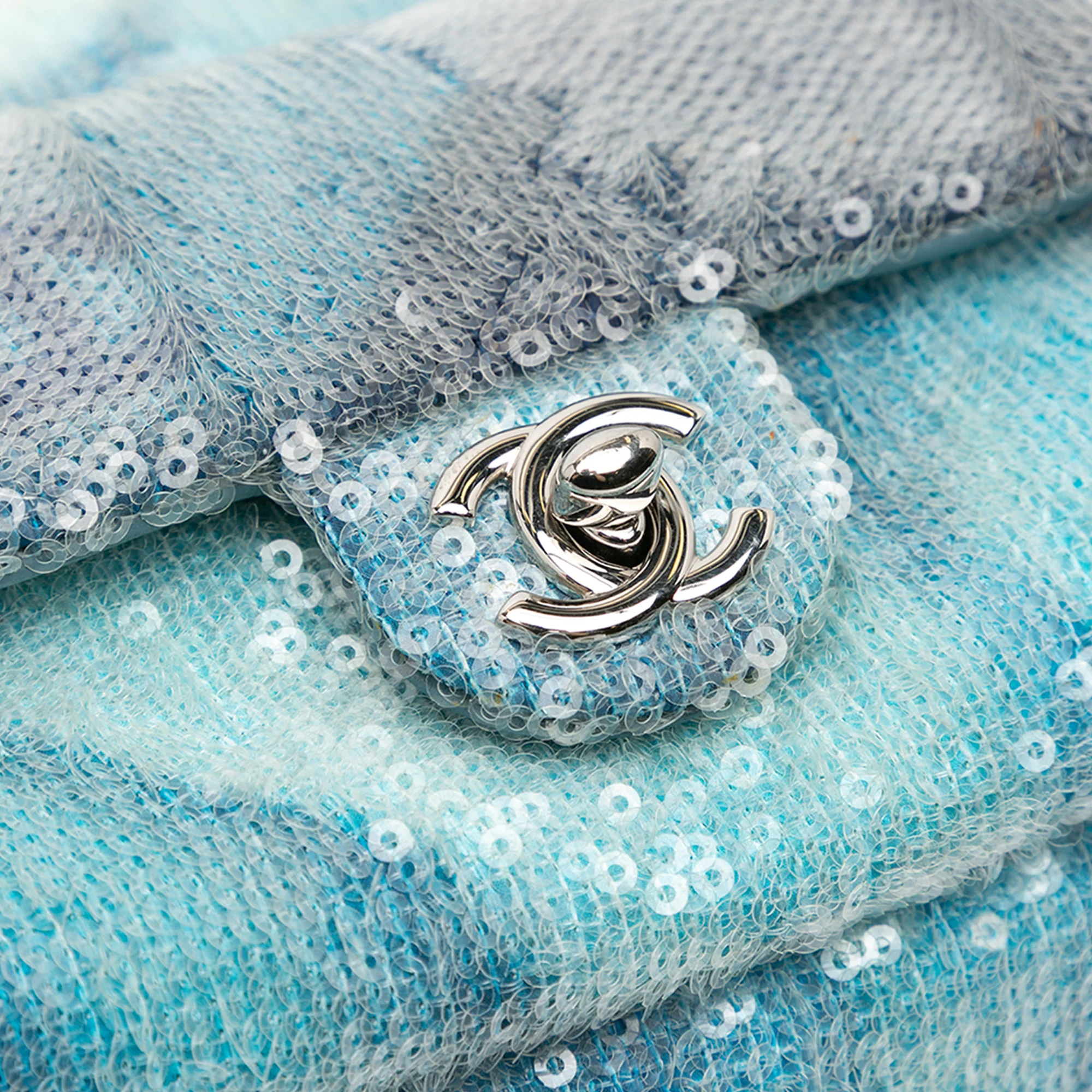 Chanel | Pre-Owned Mini Sequins and Lambskin Waterfall Backpack | Blue/Light Blue - Image 11