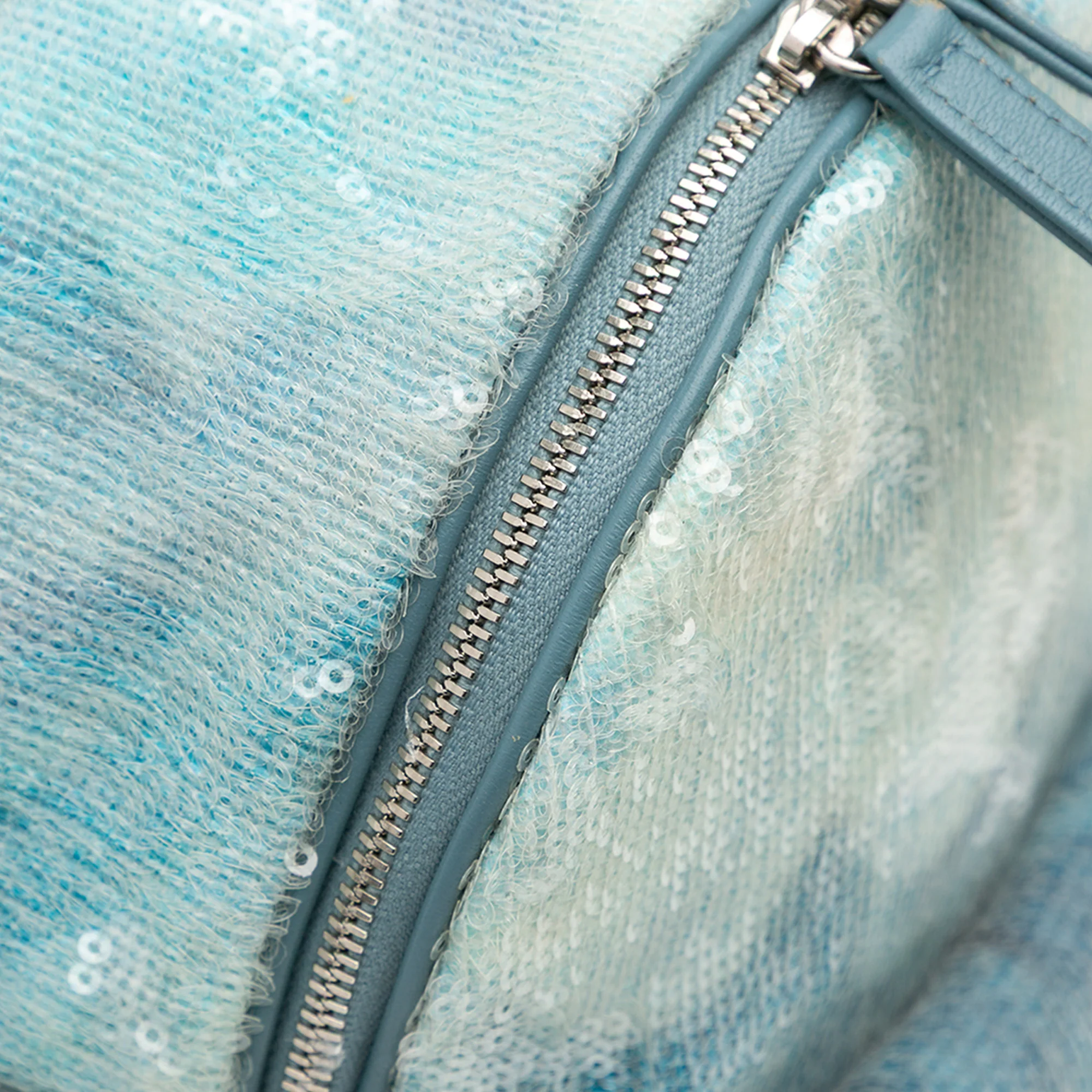 Chanel | Pre-Owned Mini Sequins and Lambskin Waterfall Backpack | Blue/Light Blue - Image 12