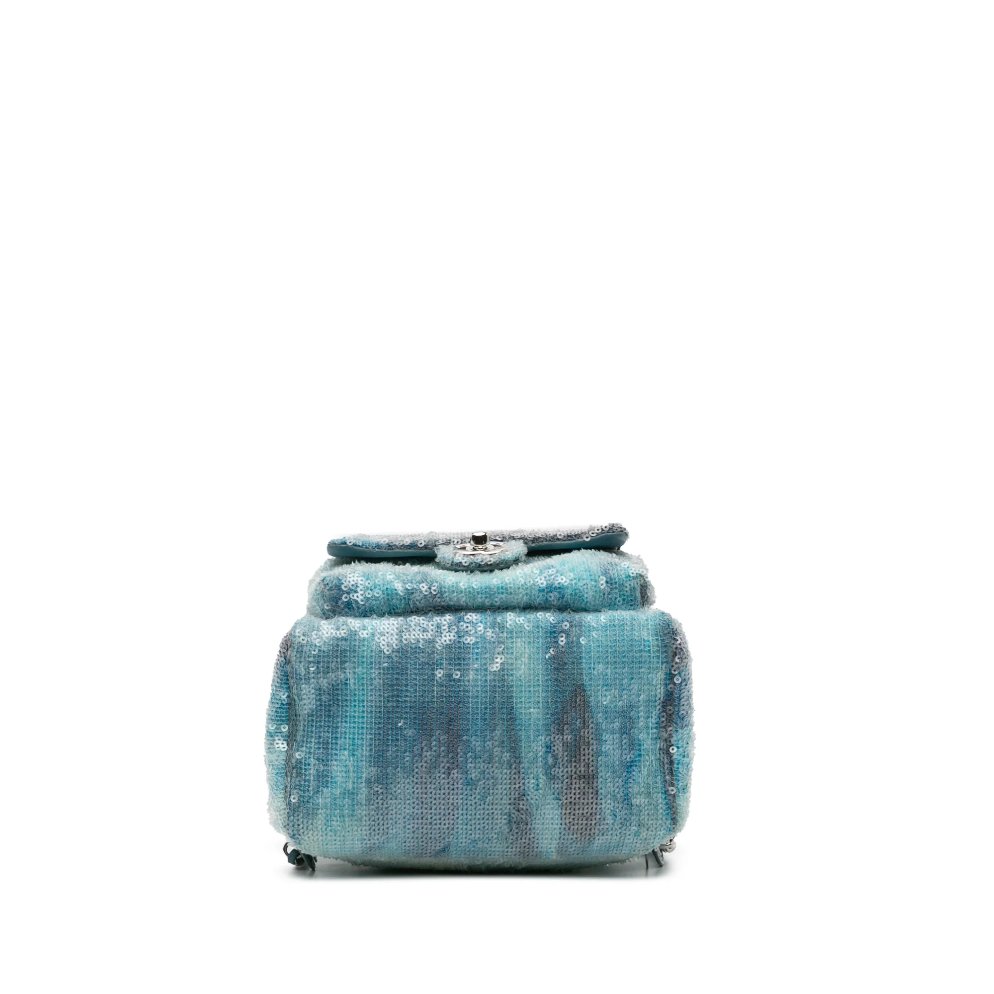 Chanel | Pre-Owned Mini Sequins and Lambskin Waterfall Backpack | Blue/Light Blue - Image 7