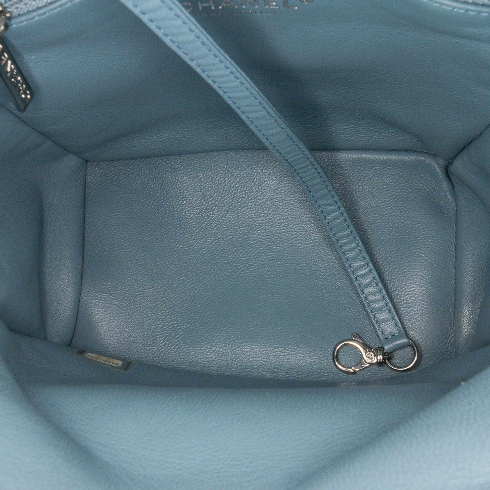 Chanel | Pre-Owned Mini Sequins and Lambskin Waterfall Backpack | Blue/Light Blue - Image 8