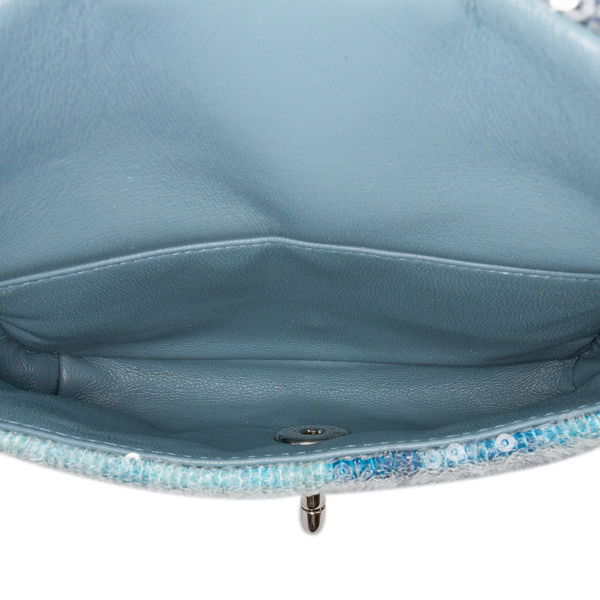 Chanel | Pre-Owned Mini Sequins and Lambskin Waterfall Backpack | Blue/Light Blue - Image 9