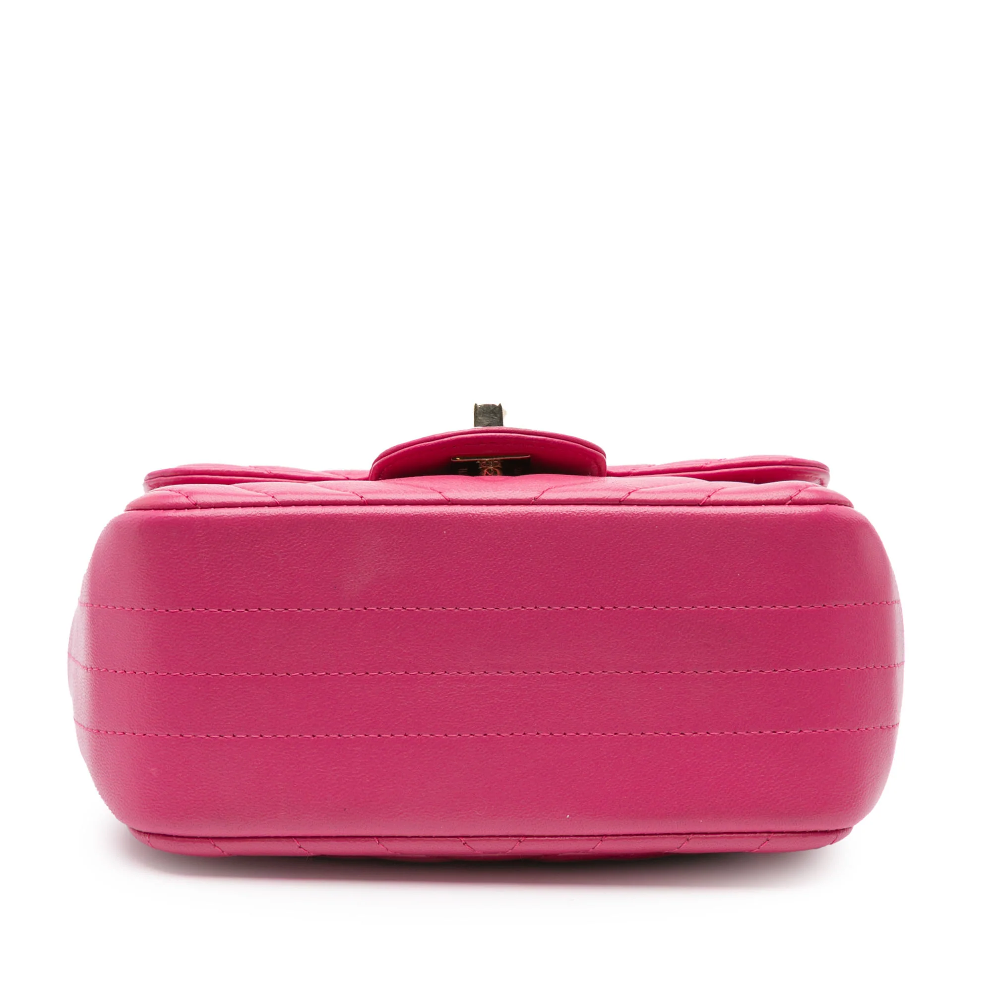 Chanel | Pre-Owned Mini Square Classic Chevron Lambskin Single Flap | Pink - Image 4