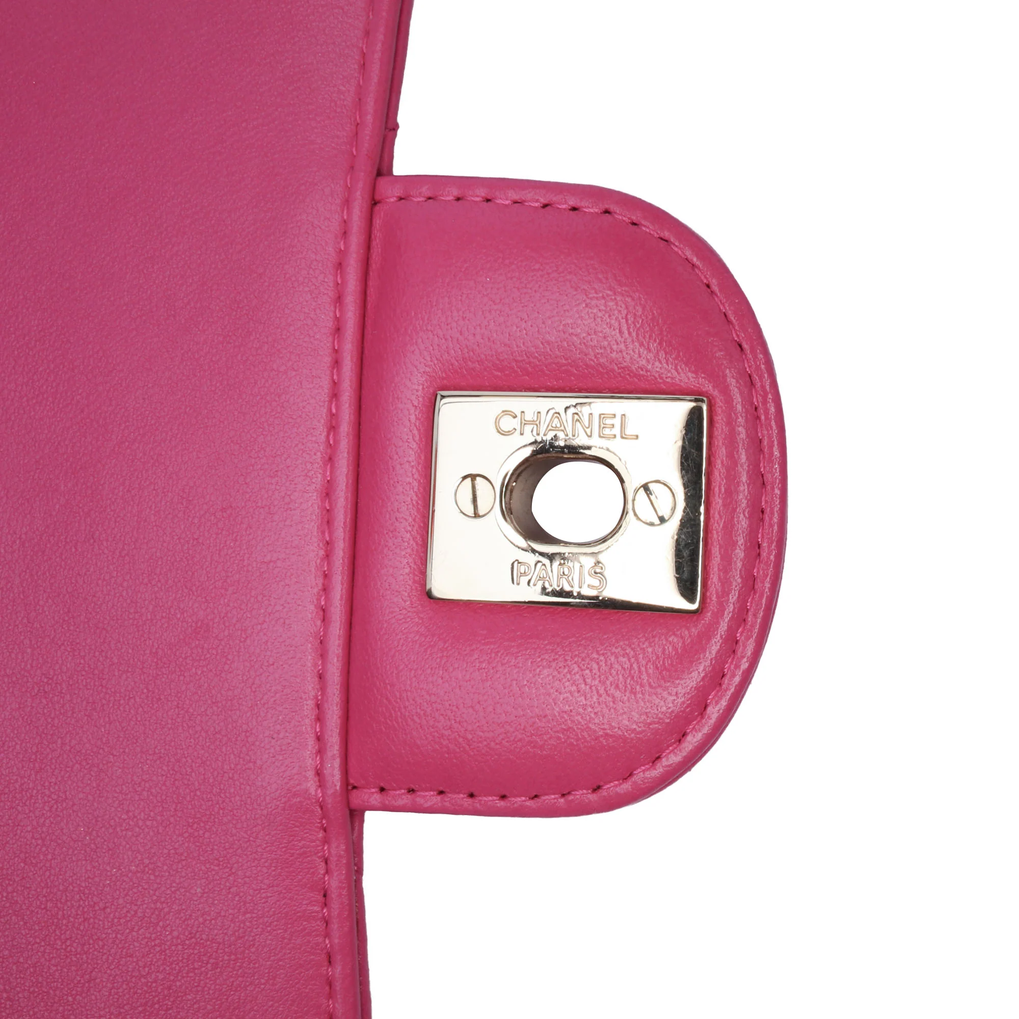 Chanel | Pre-Owned Mini Square Classic Chevron Lambskin Single Flap | Pink - Image 9