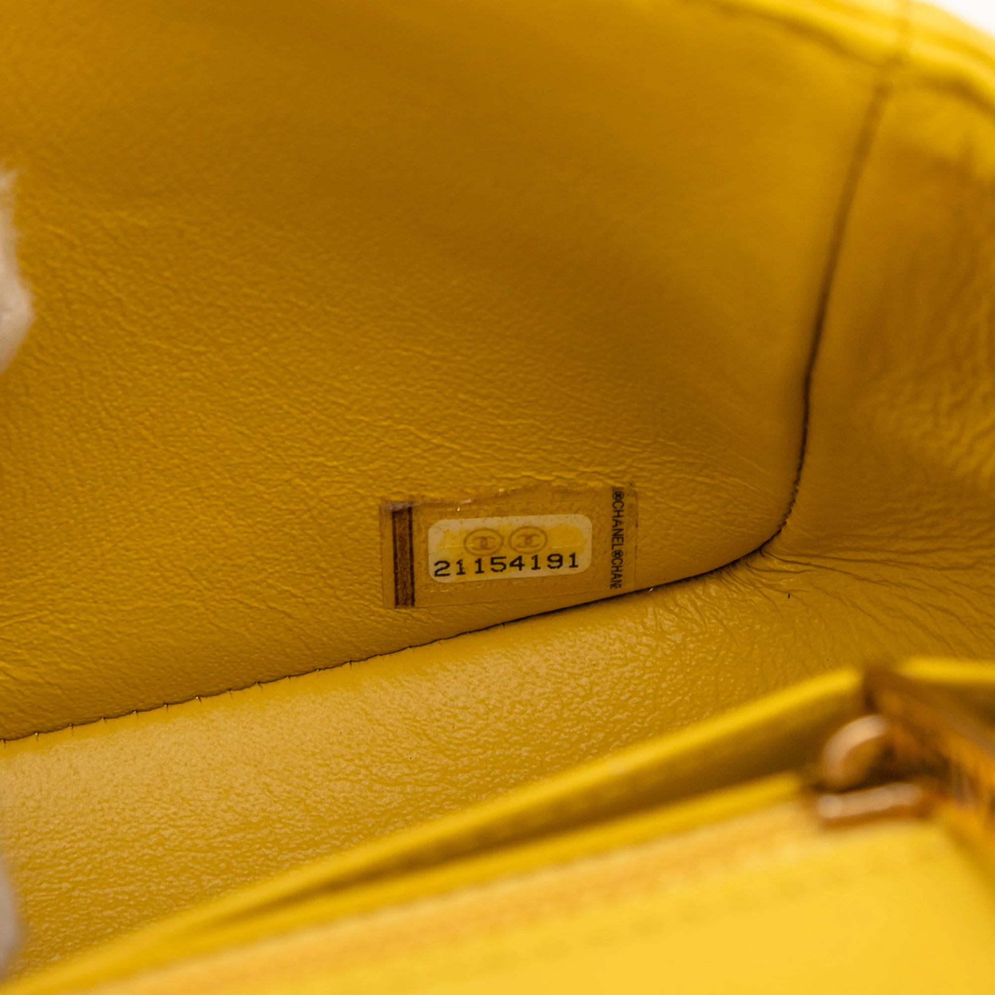 Chanel | Pre-Owned Mini Square Classic Chevron Lambskin Single Flap | Yellow - Image 6