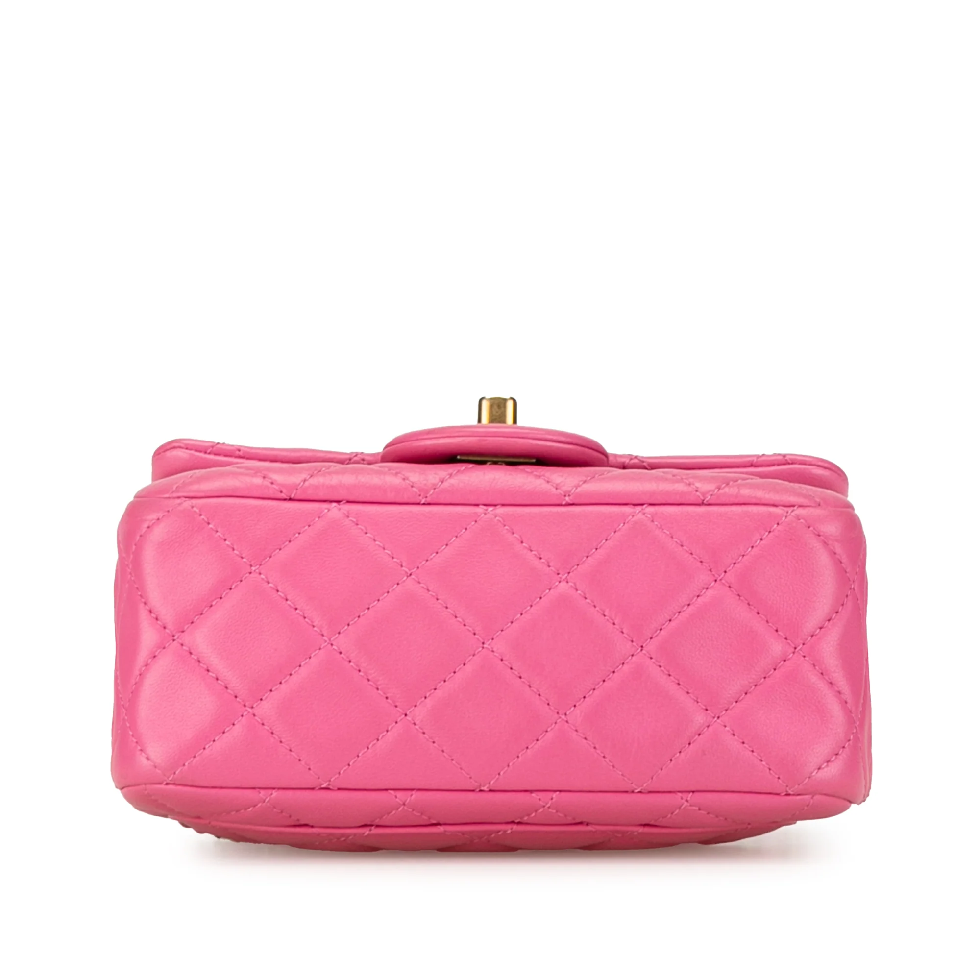 Chanel | Pre-Owned Mini Square Classic Lambskin Pearl Crush Single Flap | Pink - Image 5