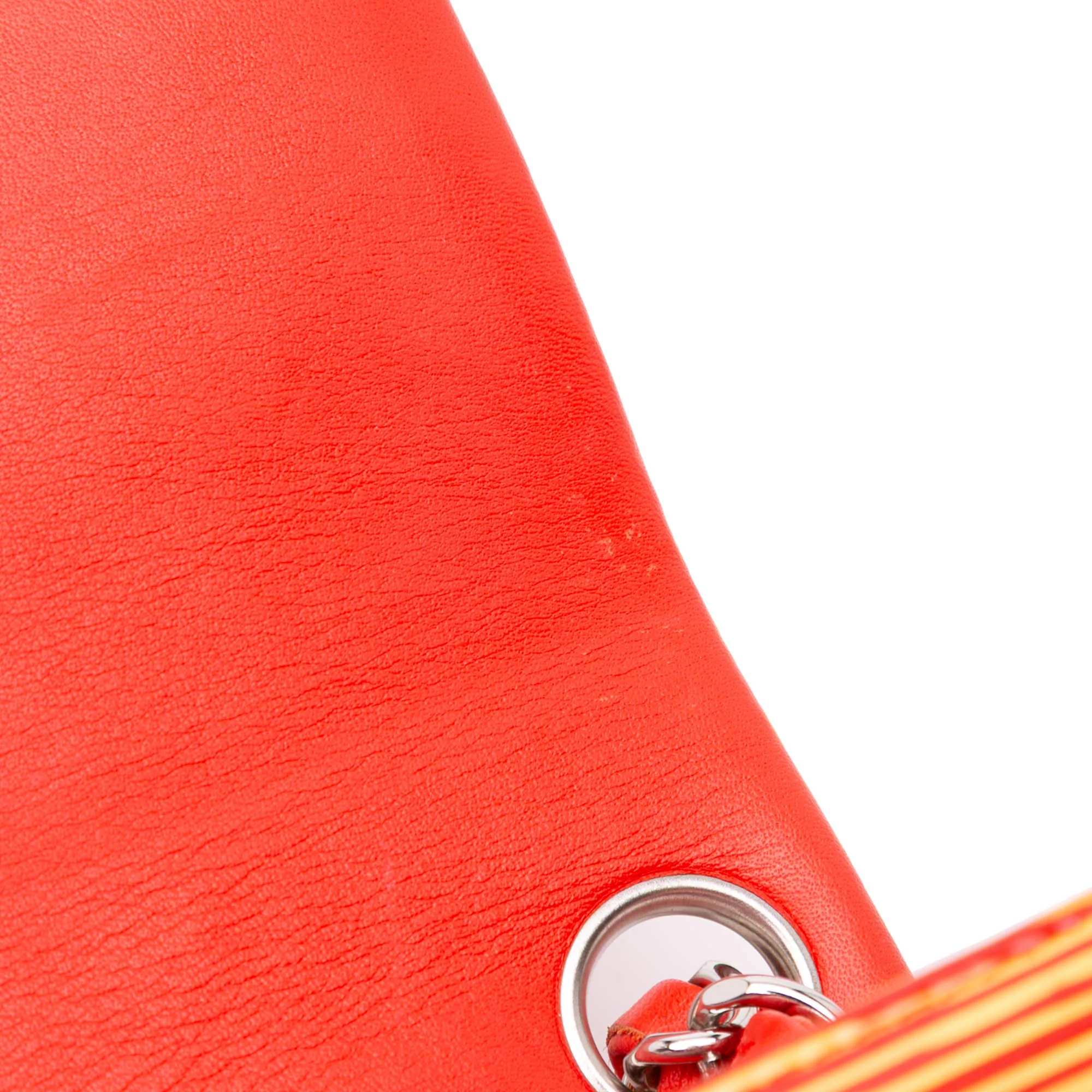 Chanel | Pre-Owned Mini Square Classic Patent Striped Single Flap | Orange - Image 10