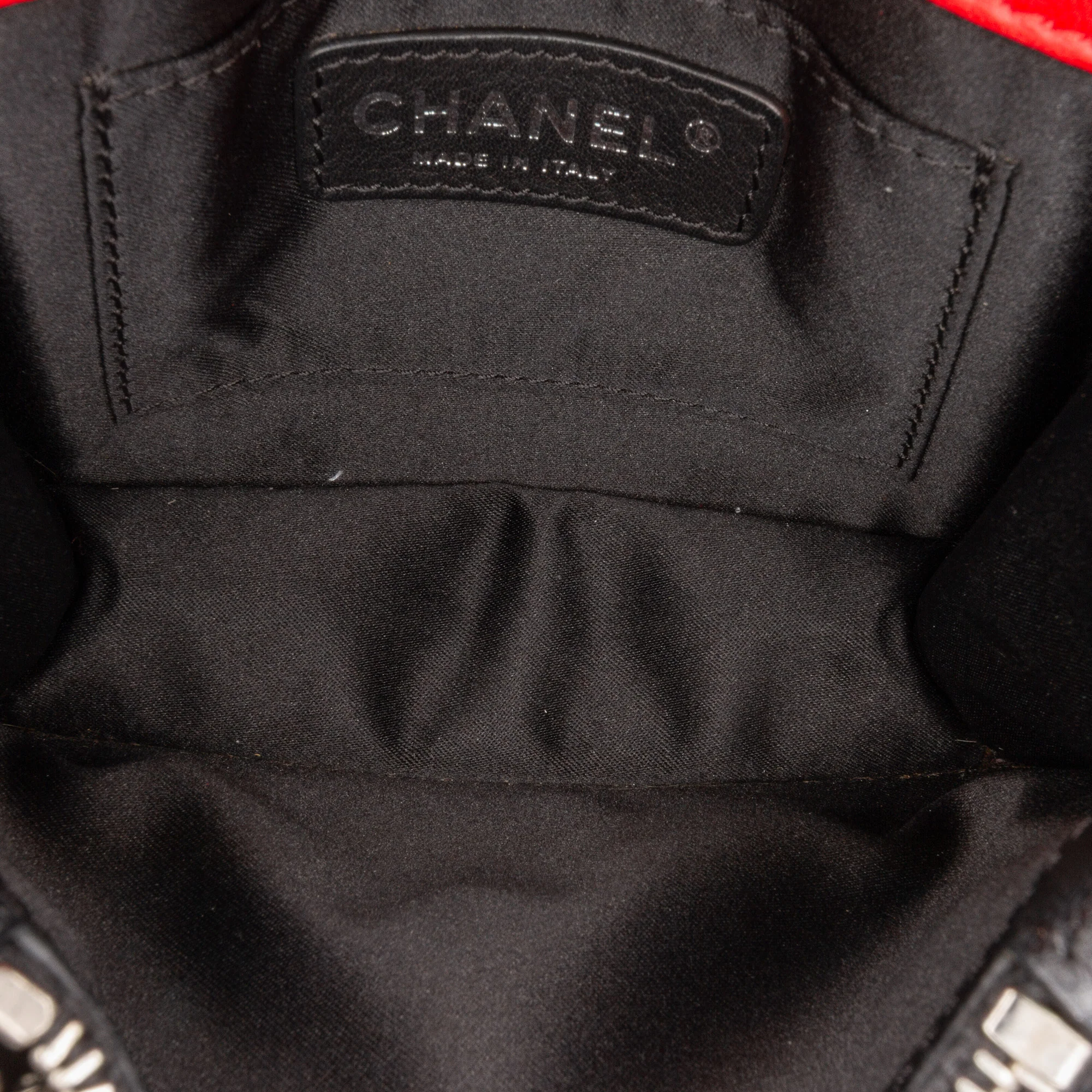 Chanel | Pre-Owned Mini Square Lambskin Graphic Flap Crossbody | Red/BlackBlack - Image 8