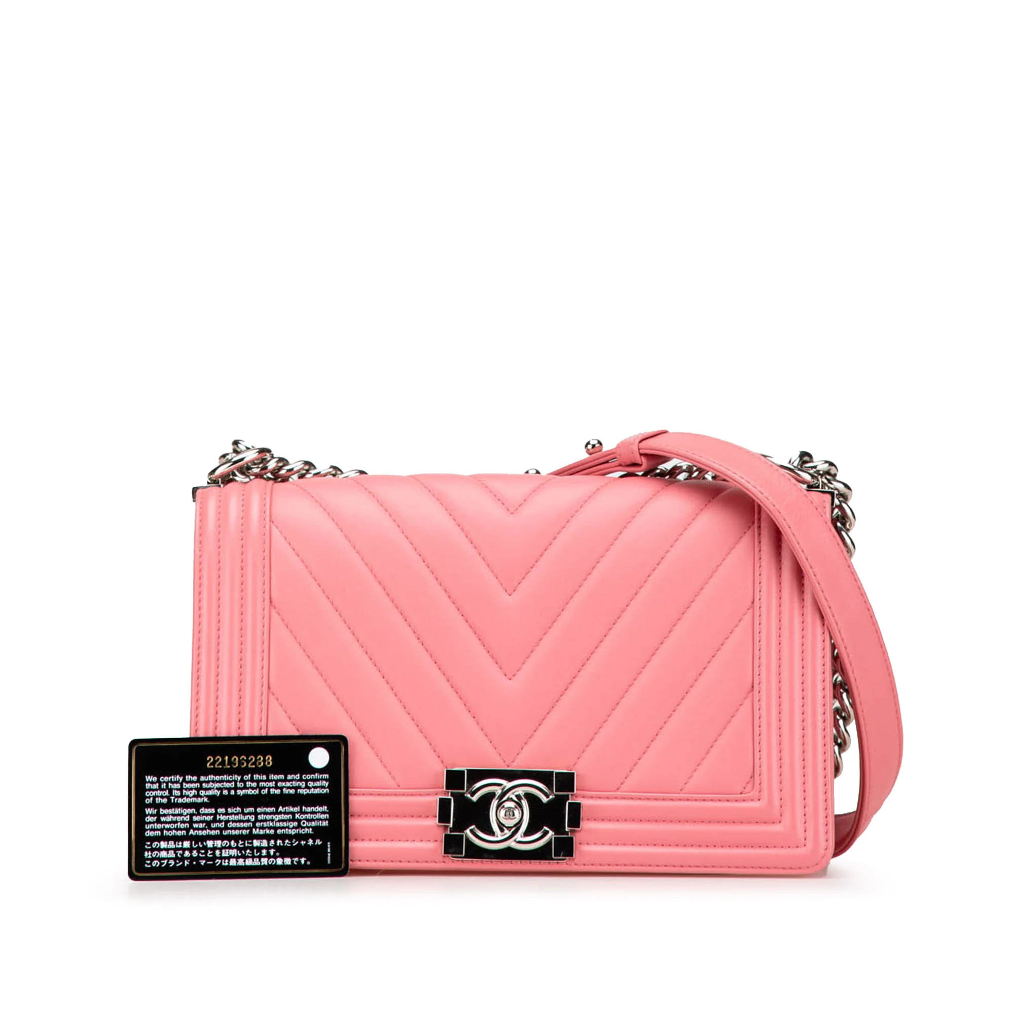 Chanel | Pre-Owned Old Medium Chevron Lambskin Boy Flap | Pink - Image 8