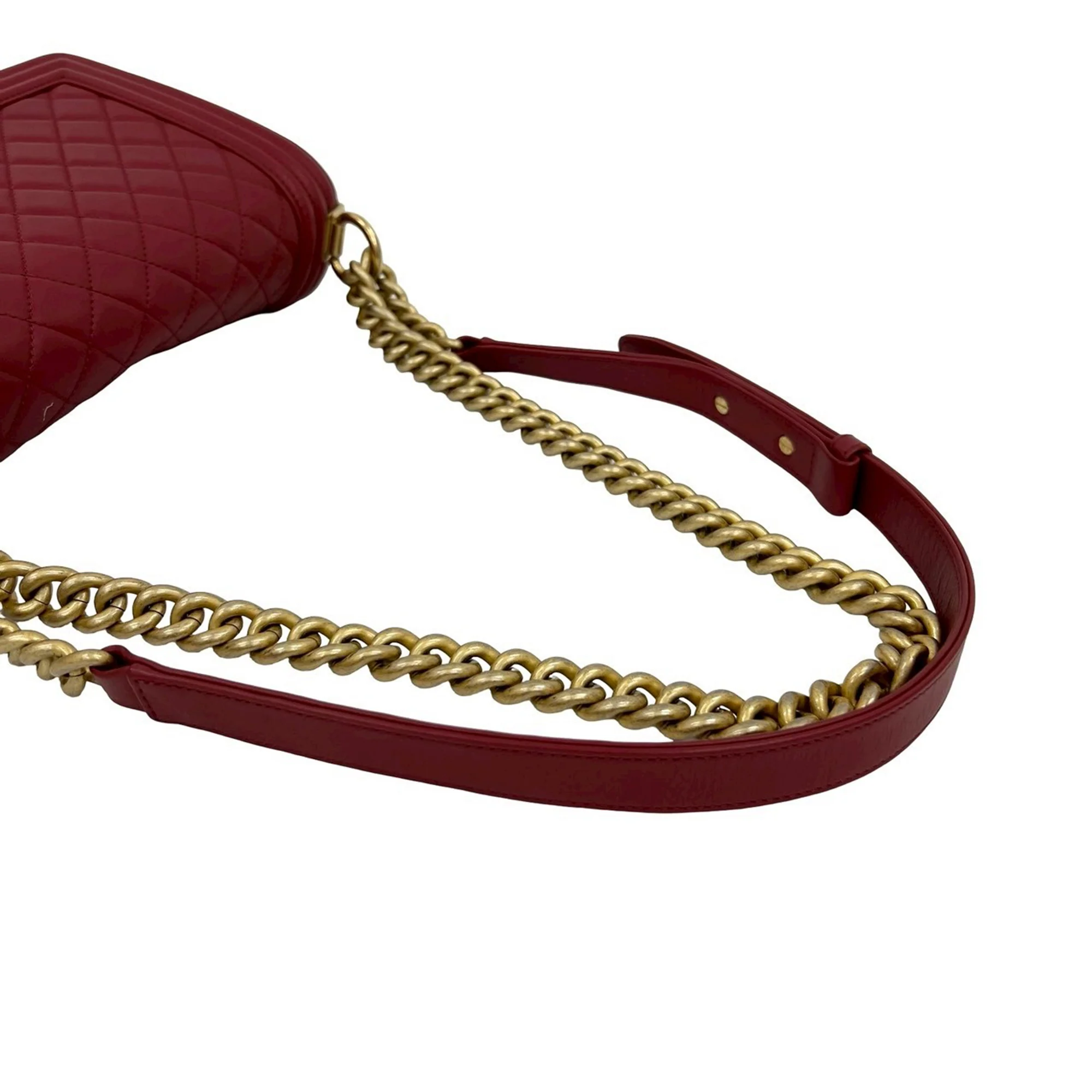 Chanel | Pre-Owned Old Medium Quilted Lambskin Boy Flap | Red - Image 4