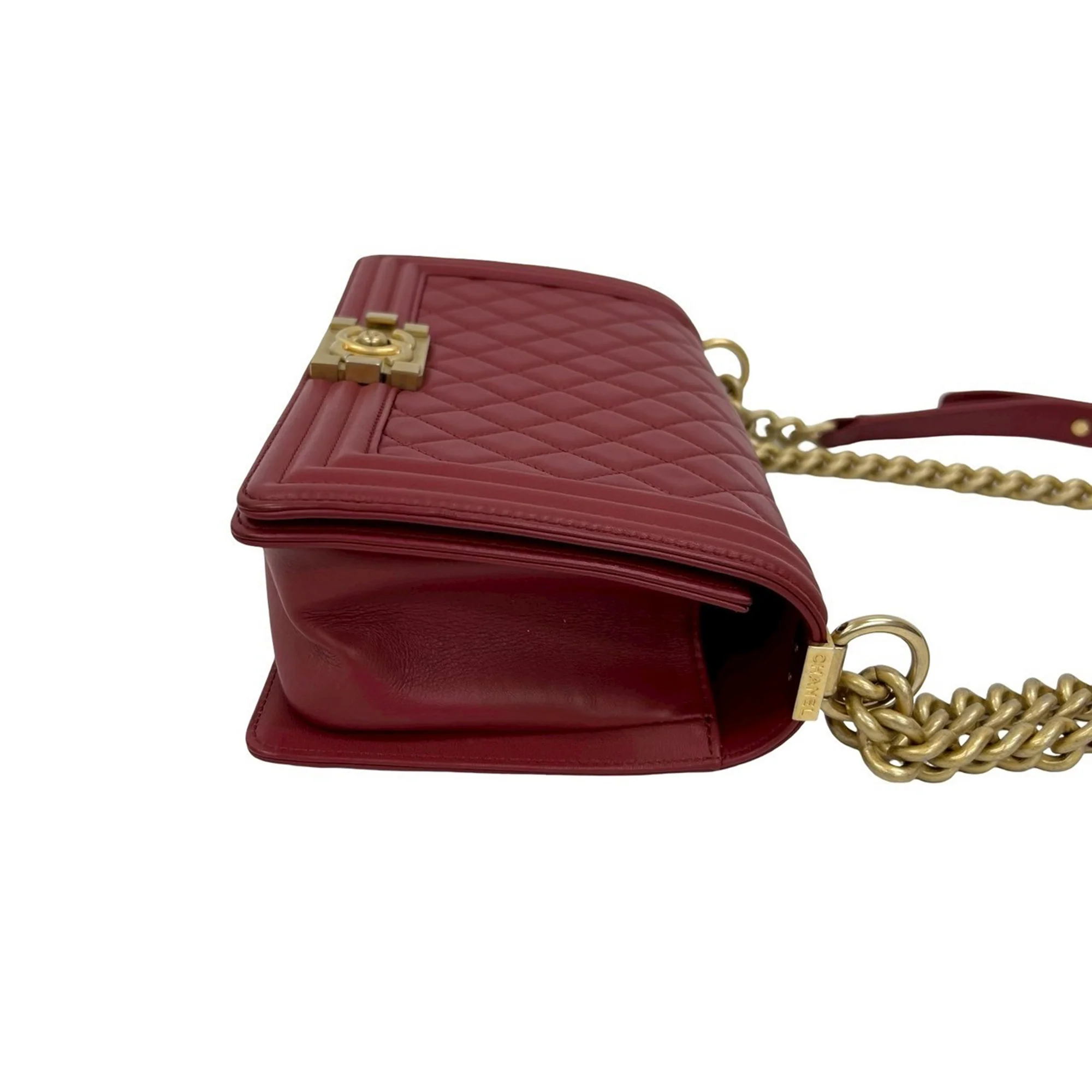 Chanel | Pre-Owned Old Medium Quilted Lambskin Boy Flap | Red - Image 5