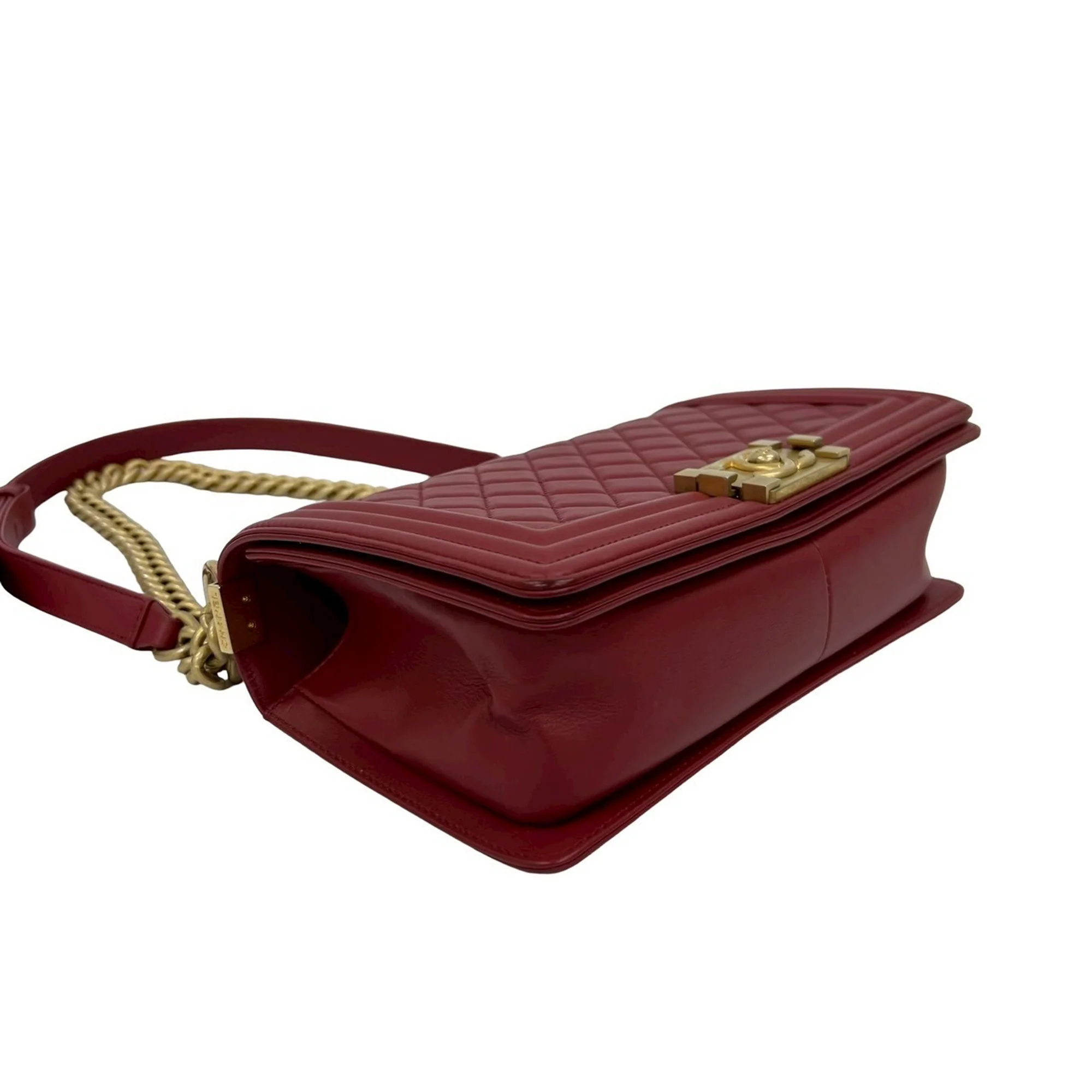 Chanel | Pre-Owned Old Medium Quilted Lambskin Boy Flap | Red - Image 7