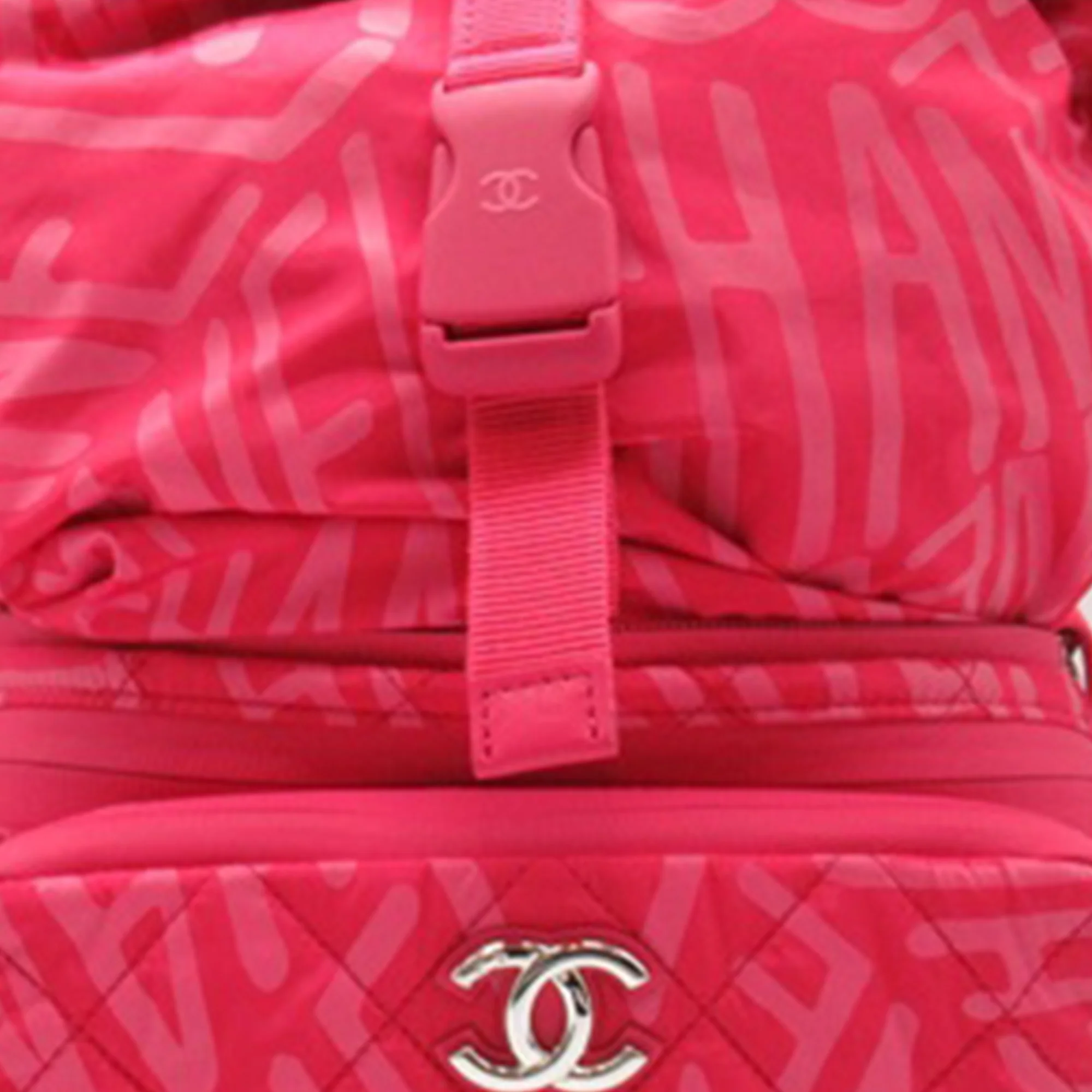 Chanel | Pre-Owned Printed Nylon Coco Neige Convertible Backpack | Pink - Image 11