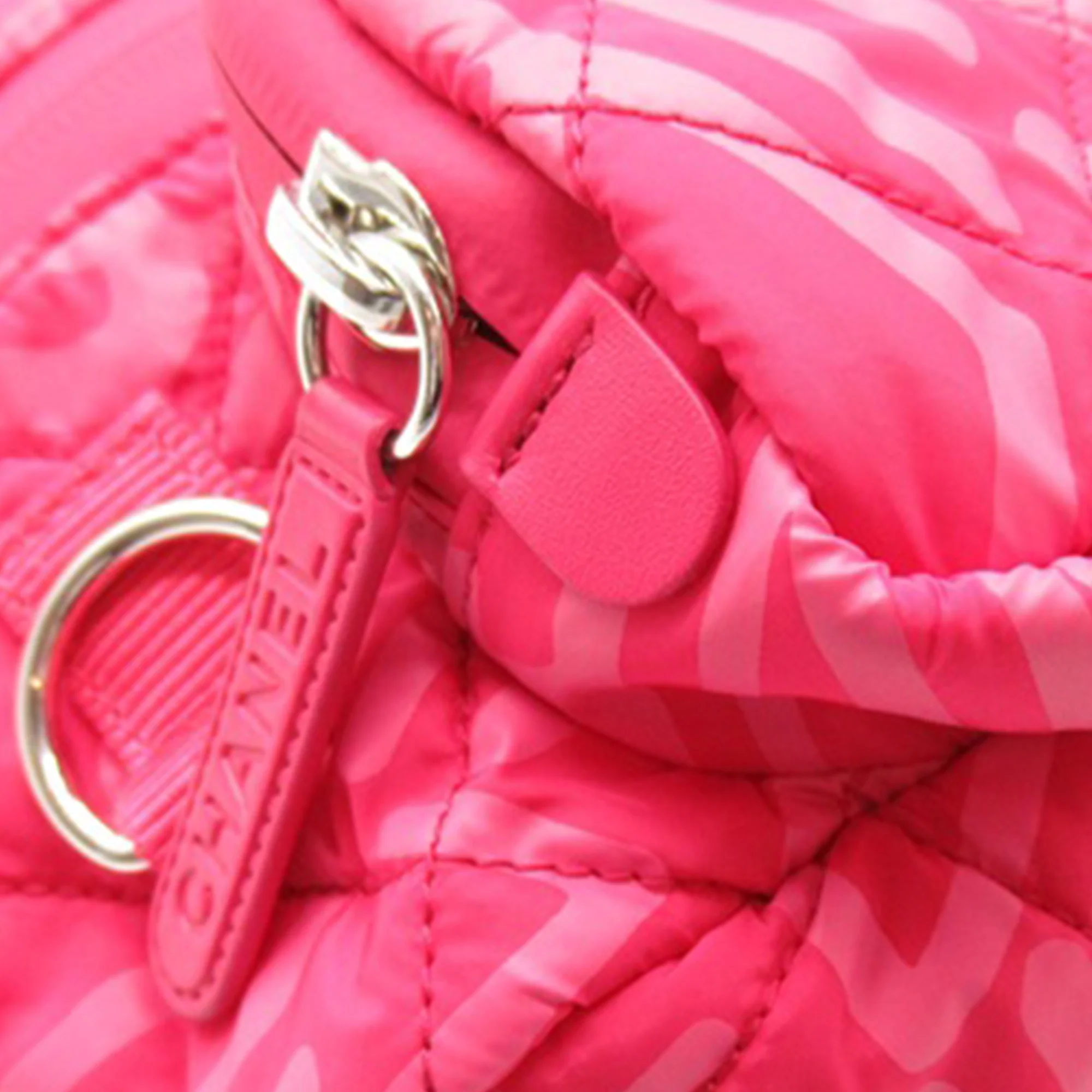Chanel | Pre-Owned Printed Nylon Coco Neige Convertible Backpack | Pink - Image 8
