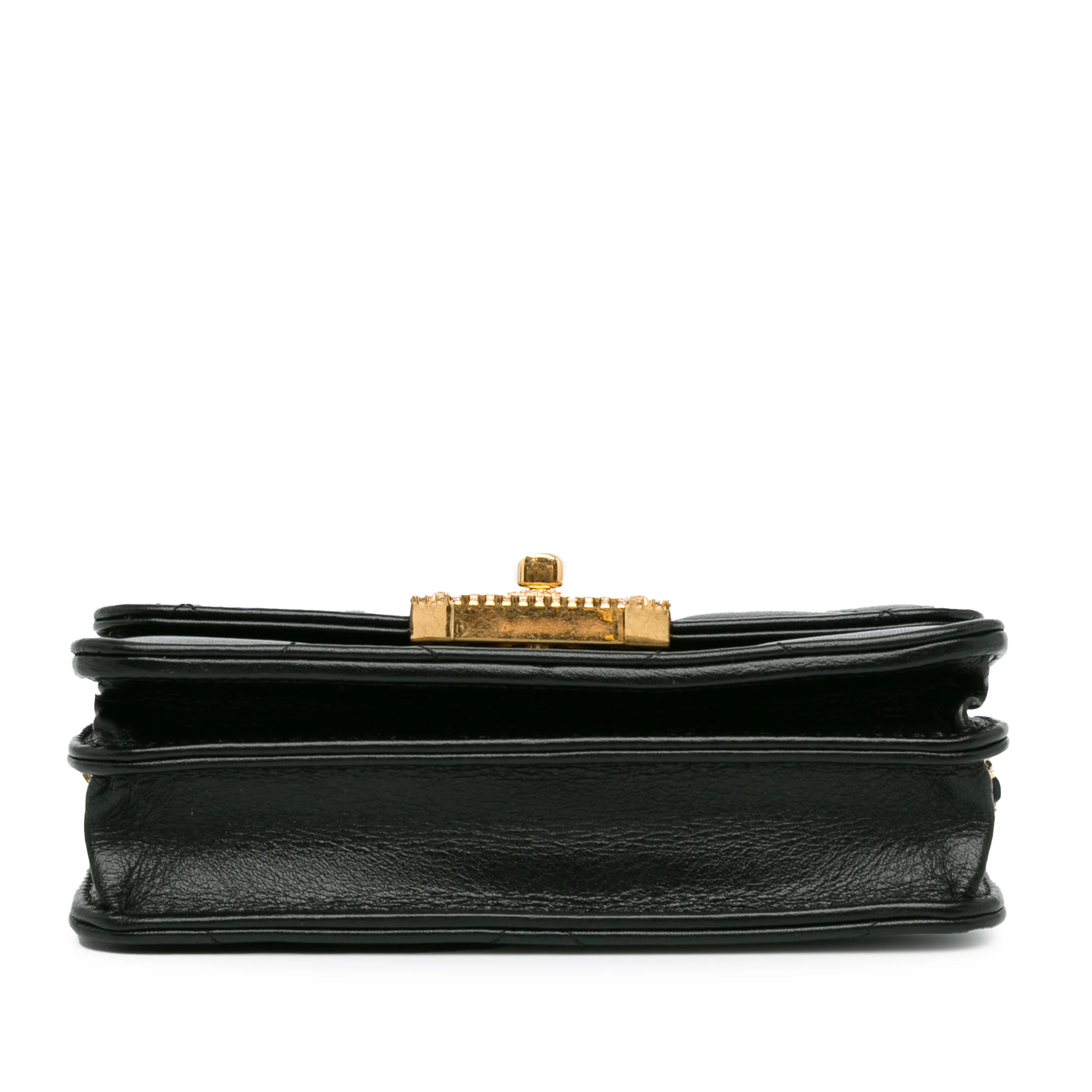 Chanel | Pre-Owned Quilted Calfskin Strass Clutch With Chain Flap | Black - Image 4