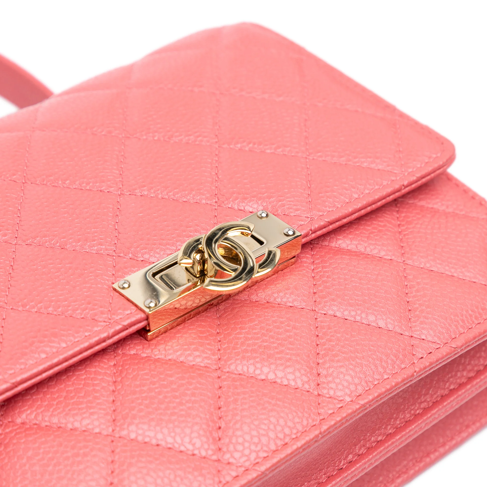 Chanel | Pre-Owned Quilted Caviar Golden Class Wallet On Chain | Pink - Image 11