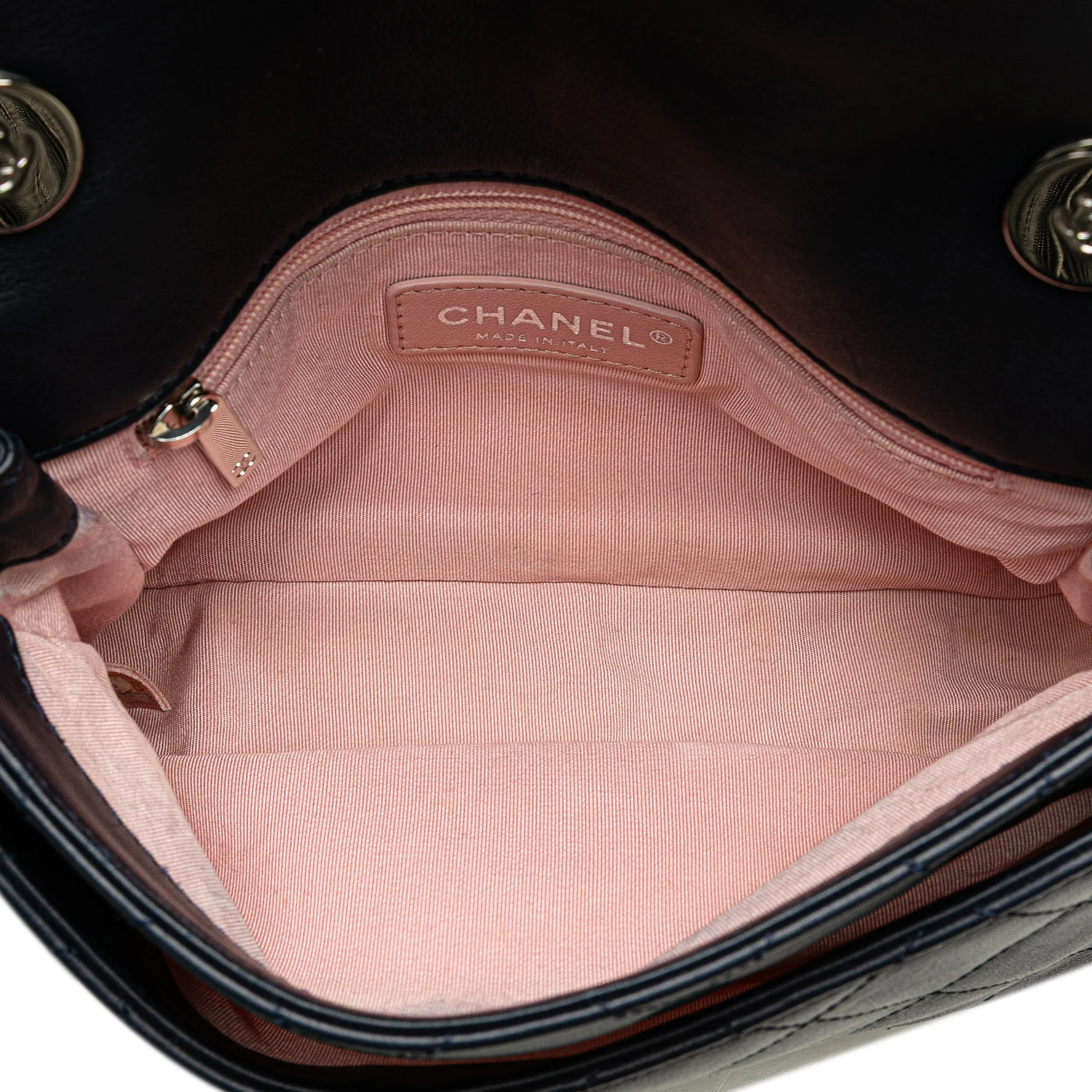 Chanel | Pre-Owned Quilted Lambskin and Tweed Elegant Trim Flap | Blue/Navy - Image 10