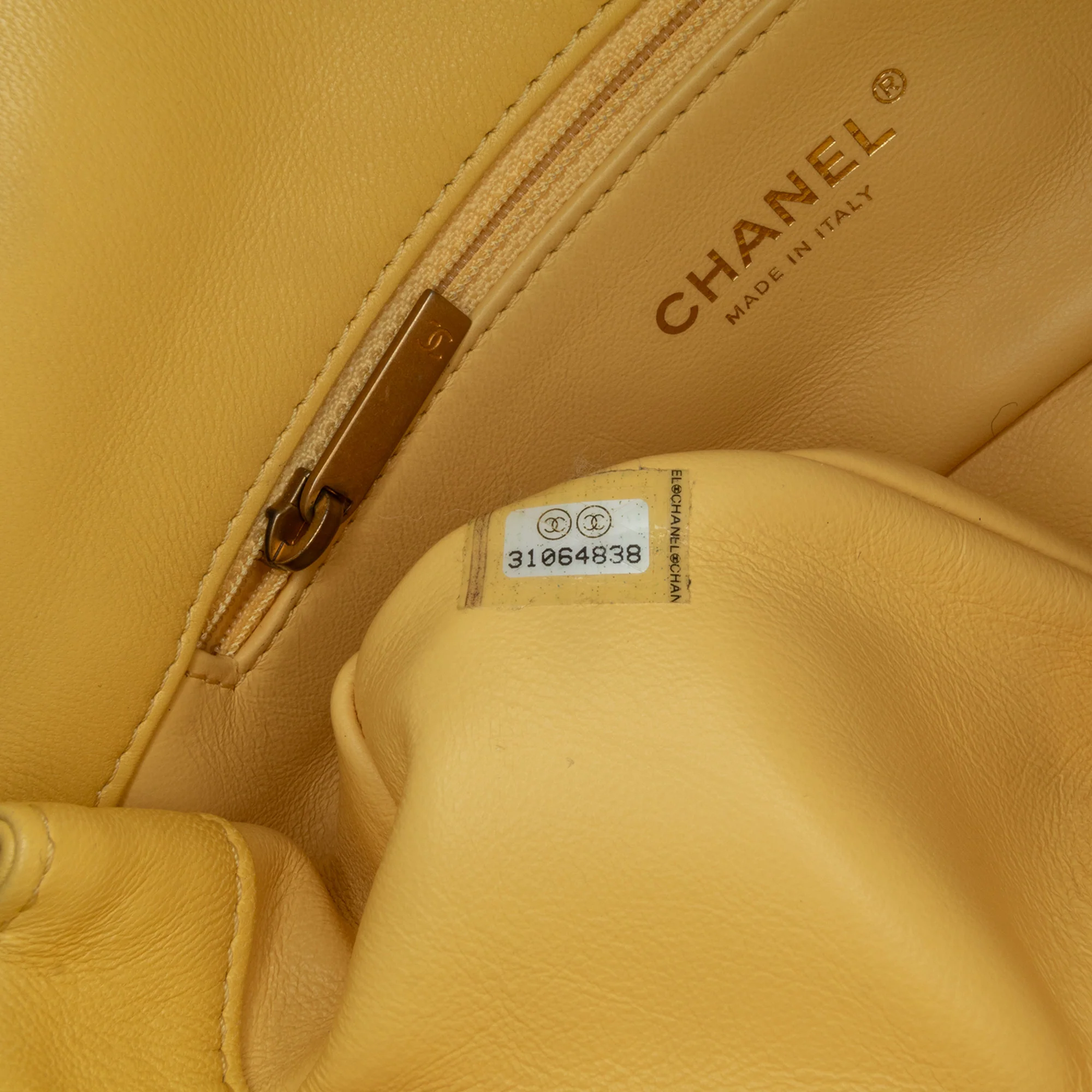 Chanel | Pre-Owned Quilted Lambskin Chain Is More Flap | Yellow - Image 6