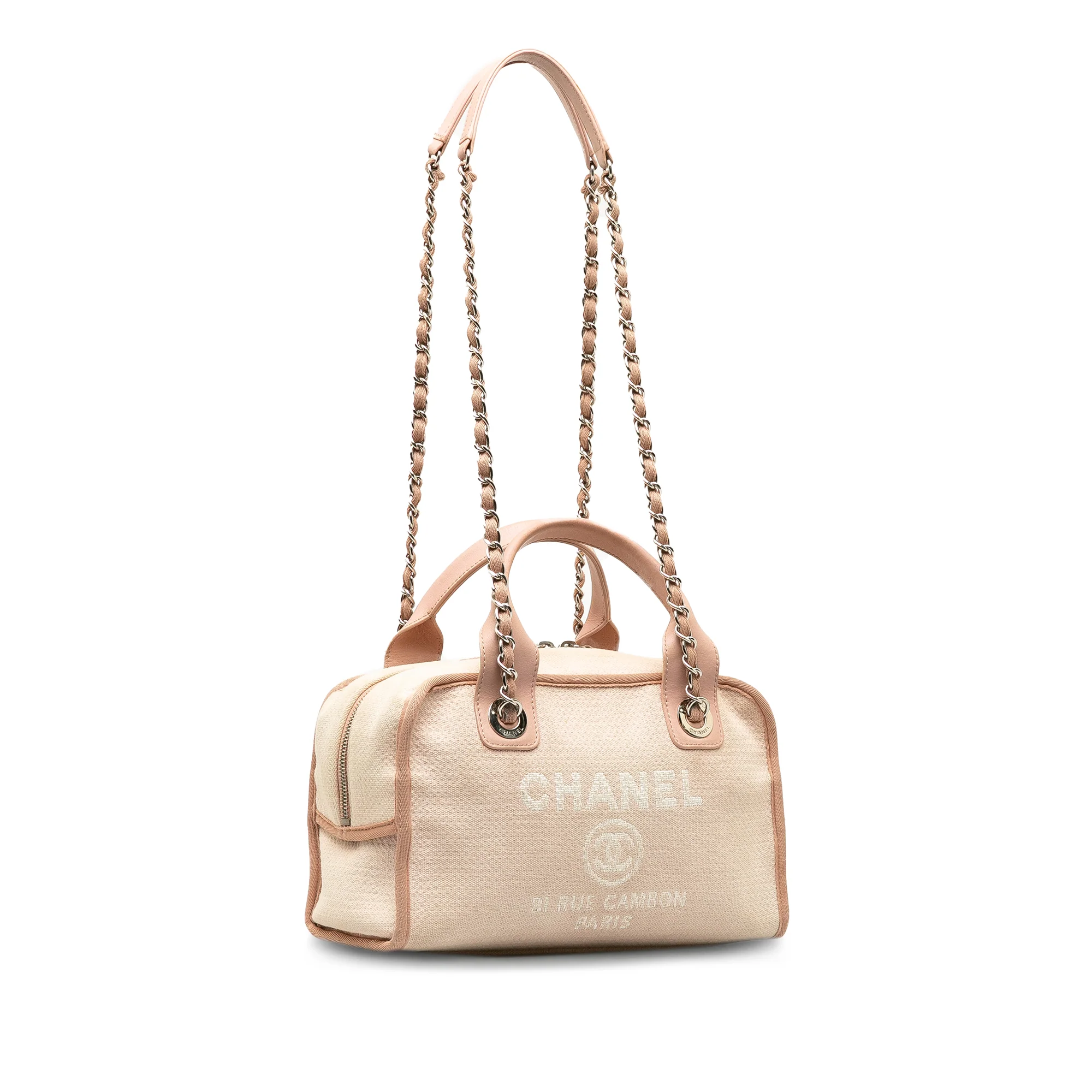 Chanel | Pre-Owned Small Canvas Deauville Bowling Bag | Pink/Light Pink - Image 9