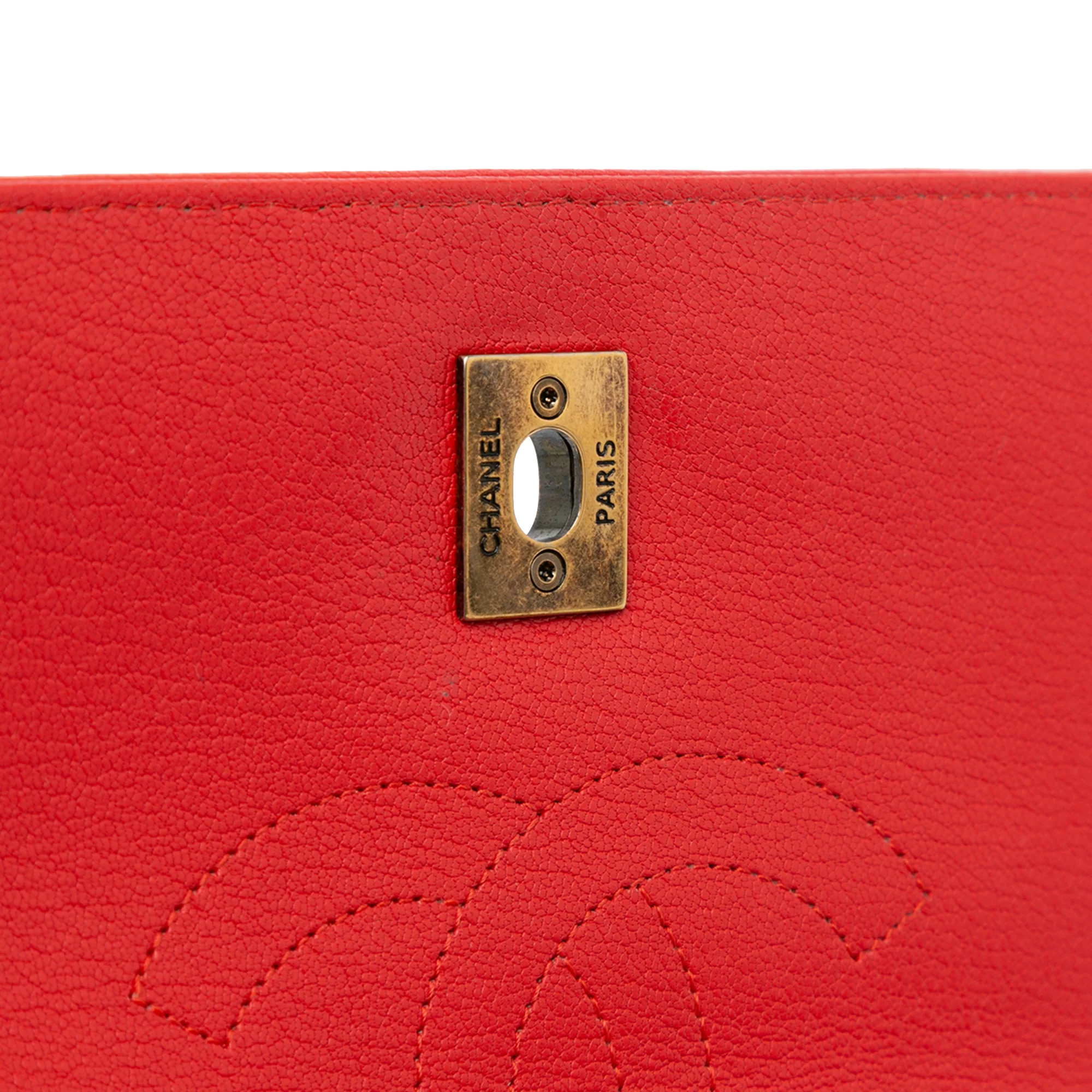 Chanel | Pre-Owned Small Diagonal Quilted Goatskin Flap | Red - Image 8