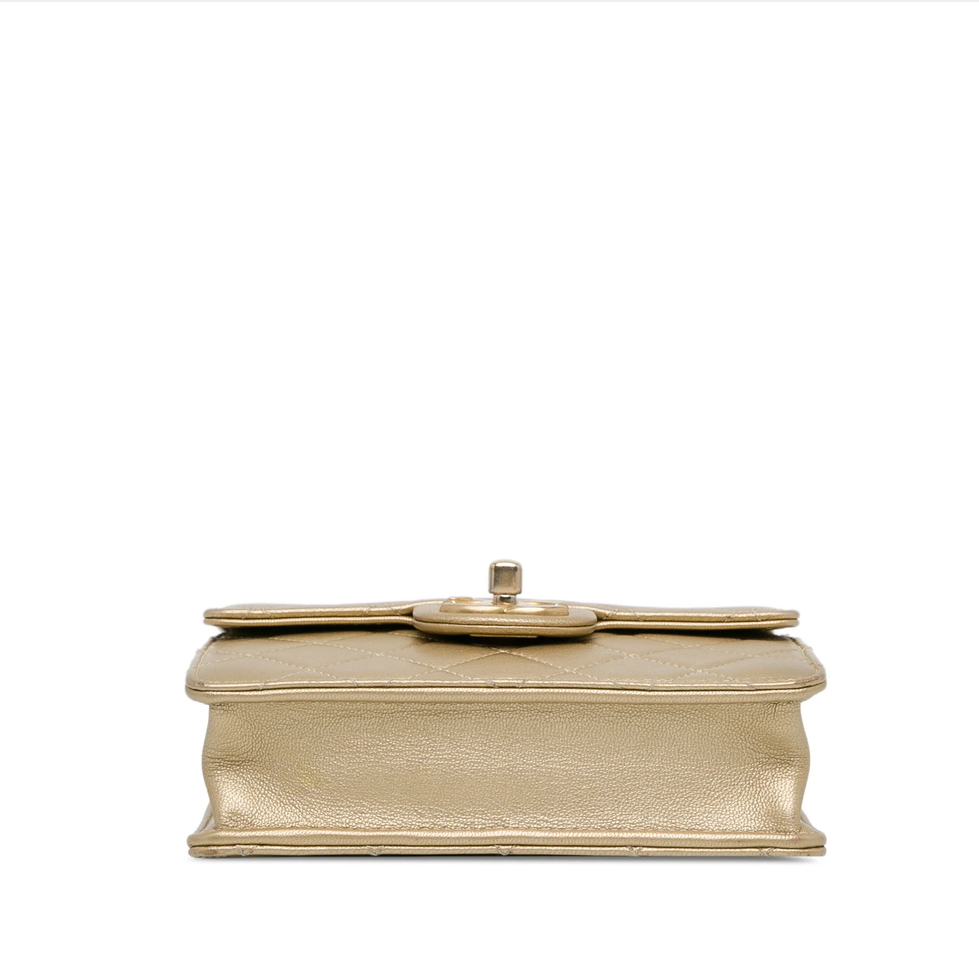 Chanel | Pre-Owned Small Lambskin Chic Pearls Flap | Gold - Image 9