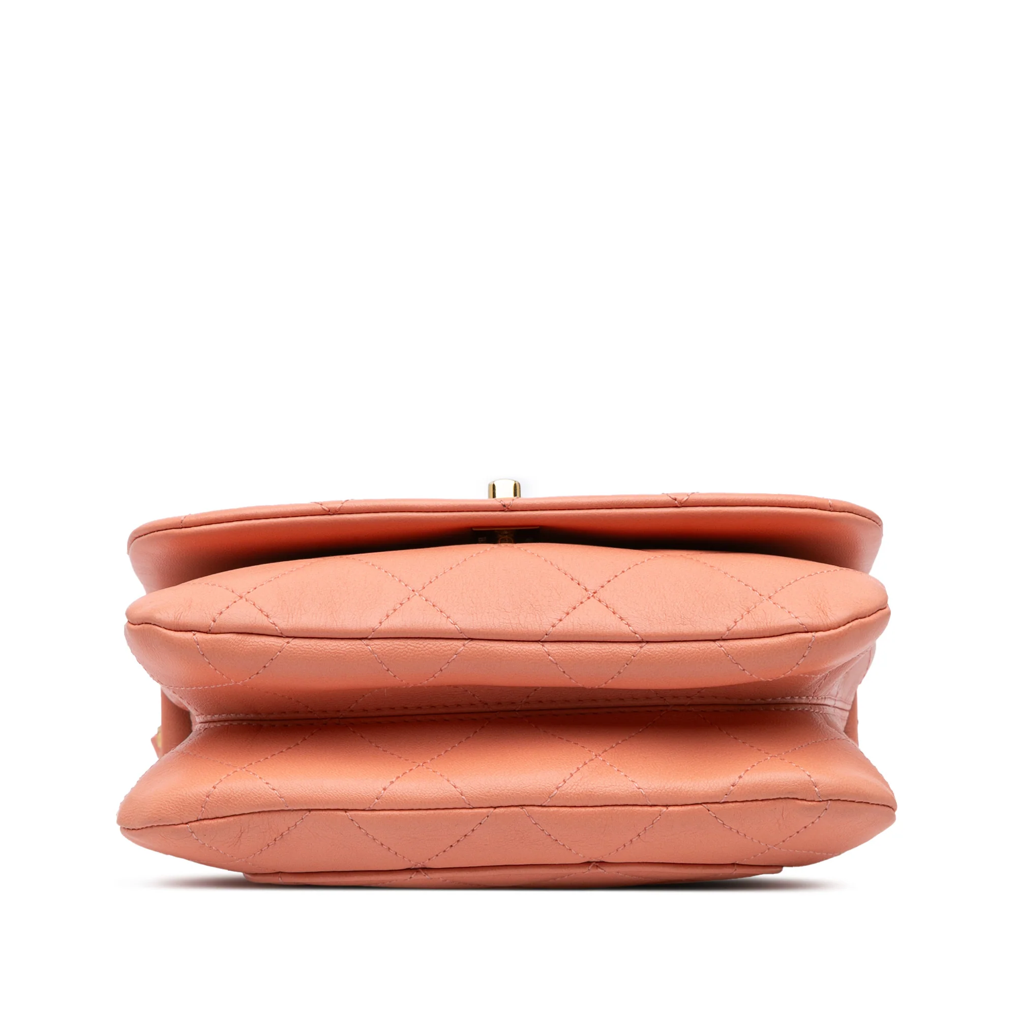 Chanel | Pre-Owned Small Lambskin Color Match Flap | Pink/Salmon - Image 4