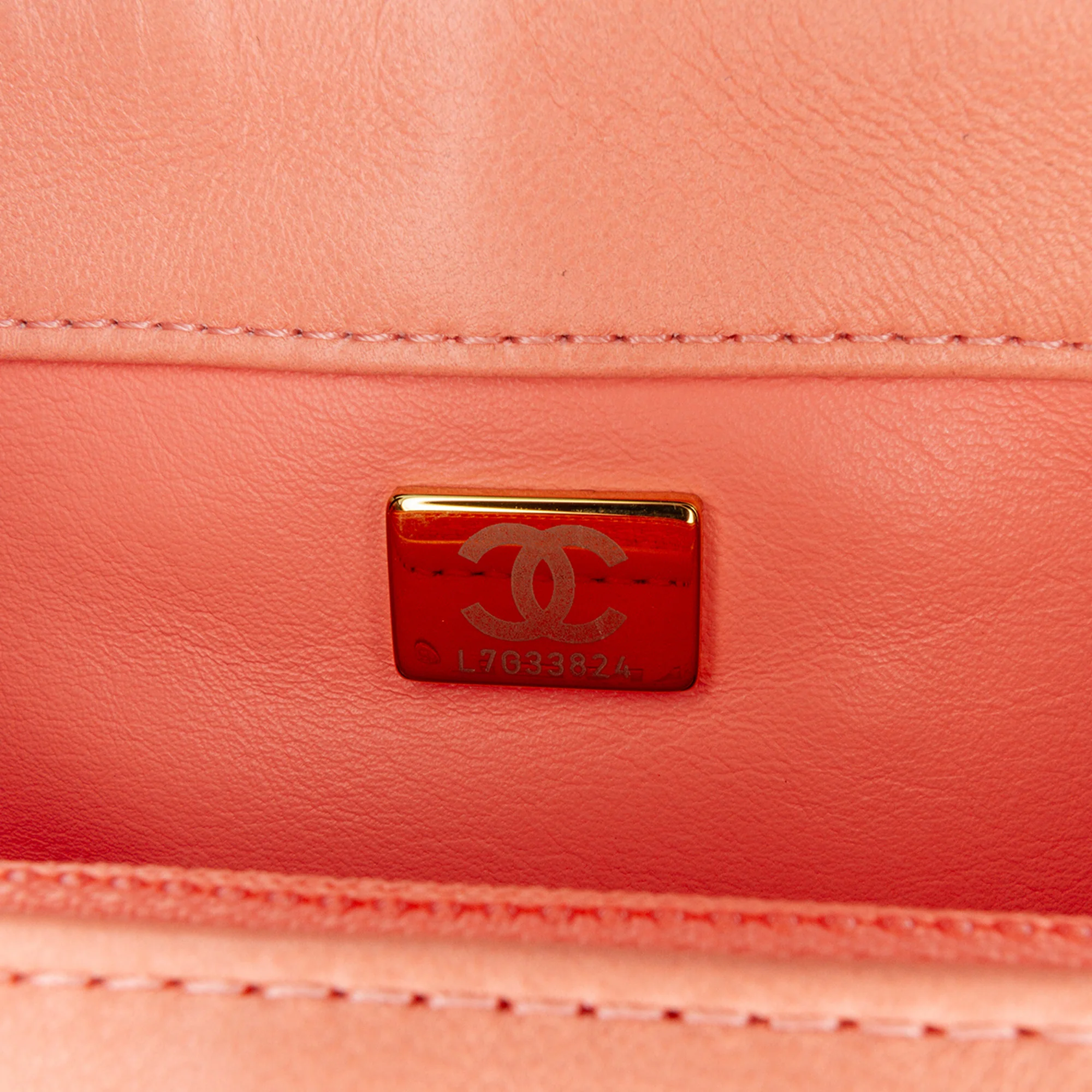 Chanel | Pre-Owned Small Lambskin Color Match Flap | Pink/Salmon - Image 6