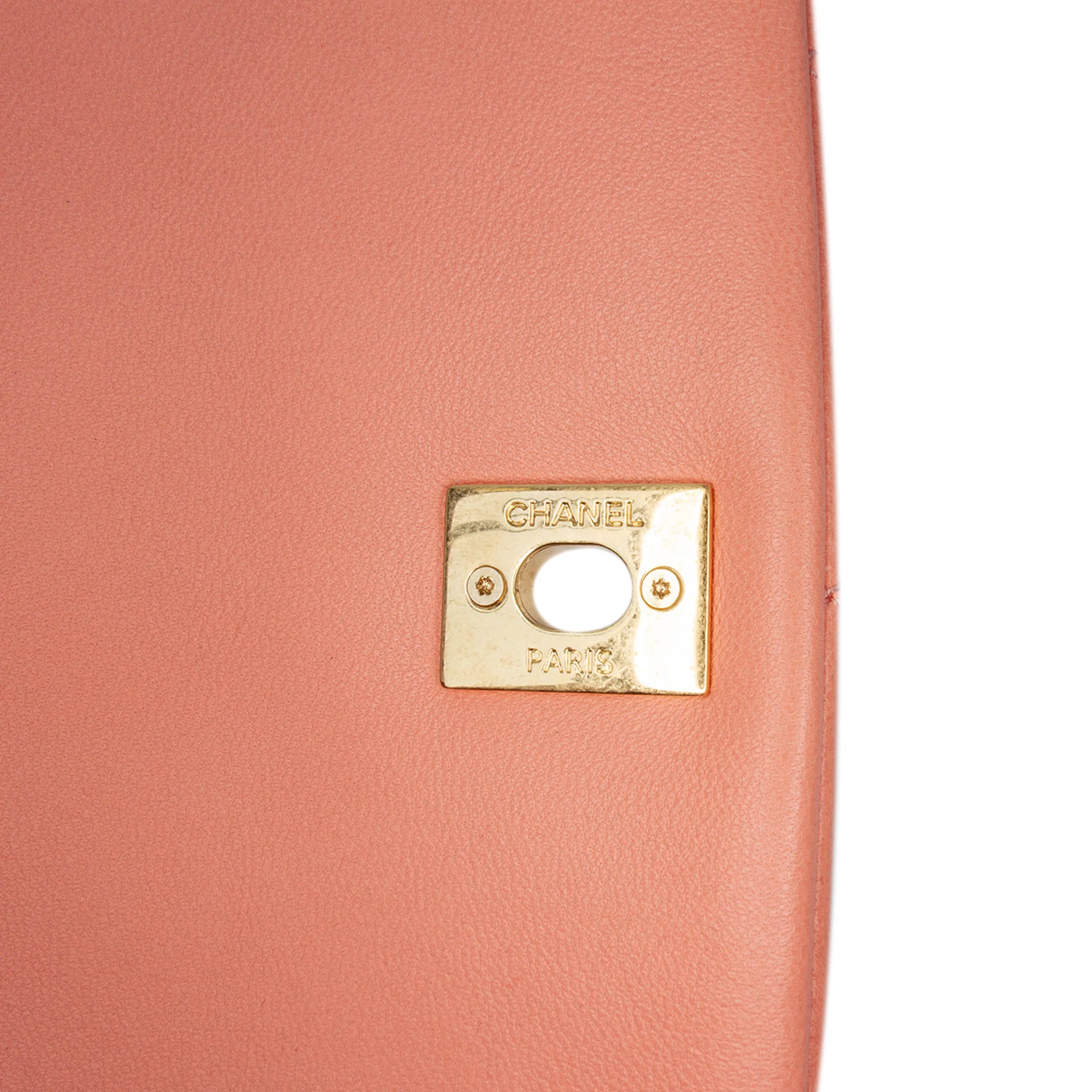 Chanel | Pre-Owned Small Lambskin Color Match Flap | Pink/Salmon - Image 8
