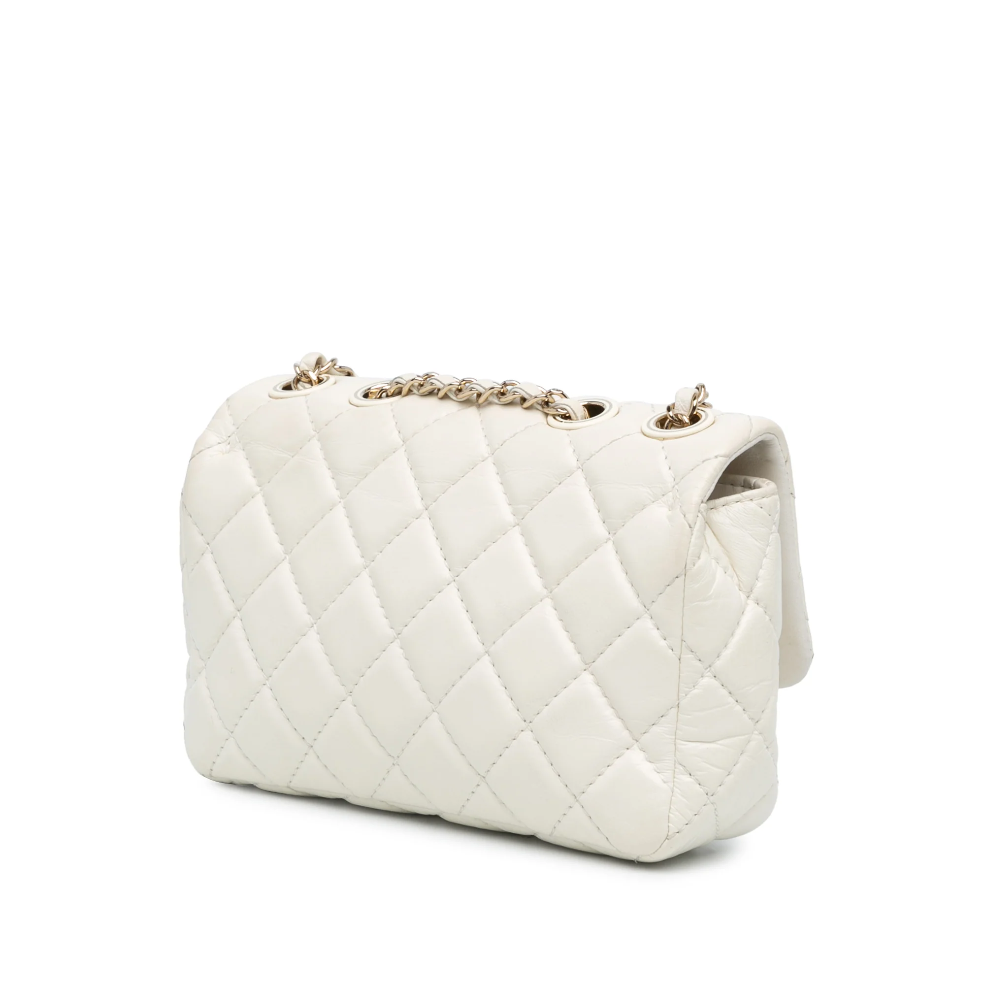 Chanel | Pre-Owned Small Mix Quilted Aged Calfskin New Clutch Flap | White/Ivory - Image 2