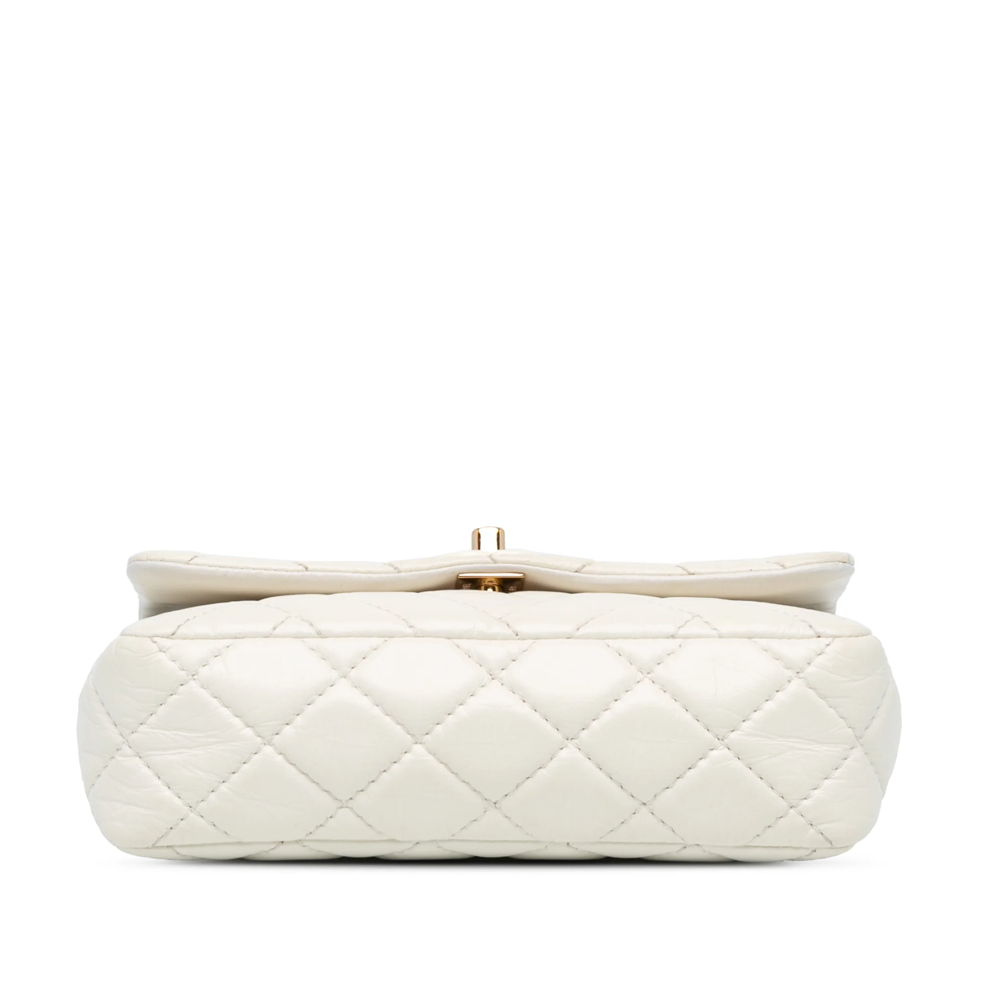 Chanel | Pre-Owned Small Mix Quilted Aged Calfskin New Clutch Flap | White/Ivory - Image 3
