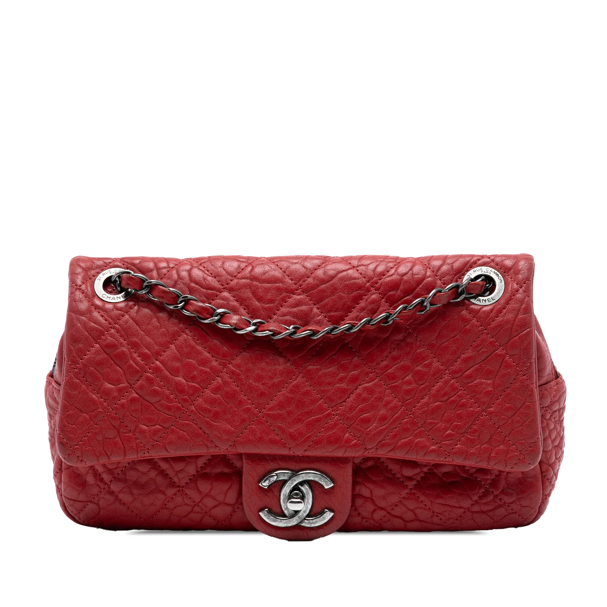 Chanel | Pre-Owned Small Quilted Distressed Calfskin Easy Flap | Red