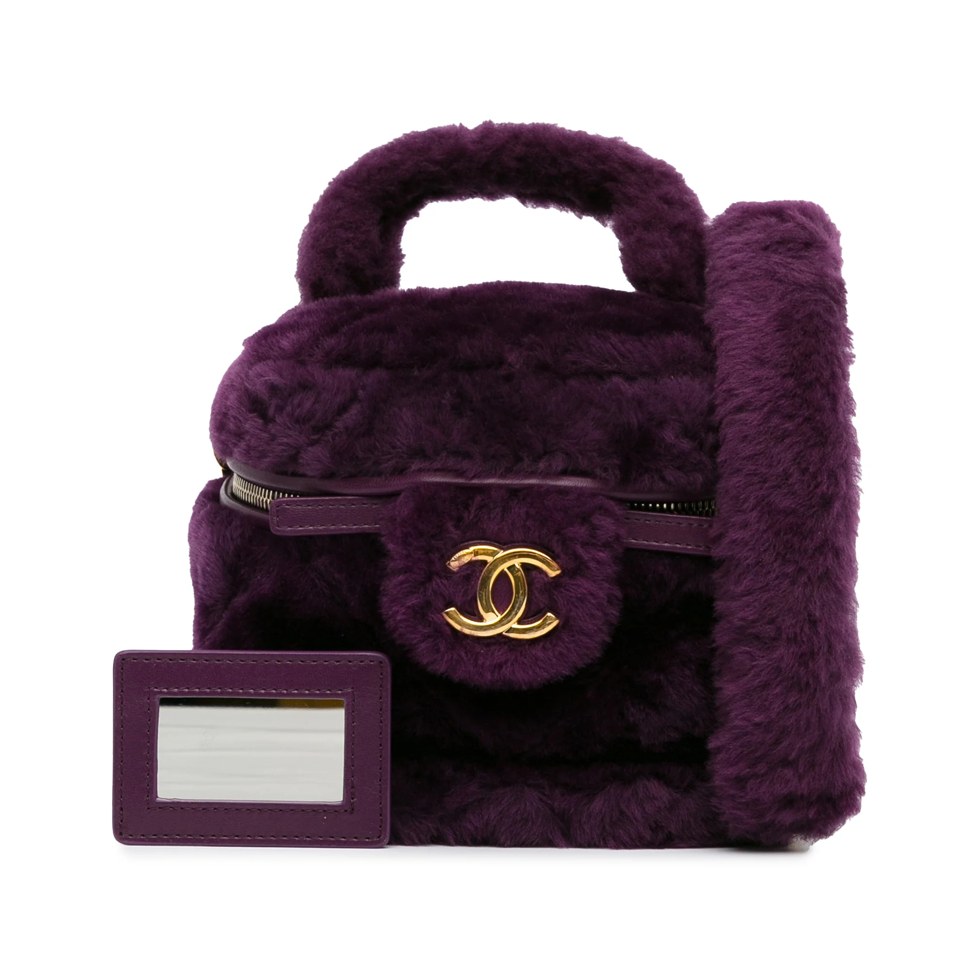 Chanel | Pre-Owned Small Quilted Shearling Vanity Case | Purple/Violet - Image 2