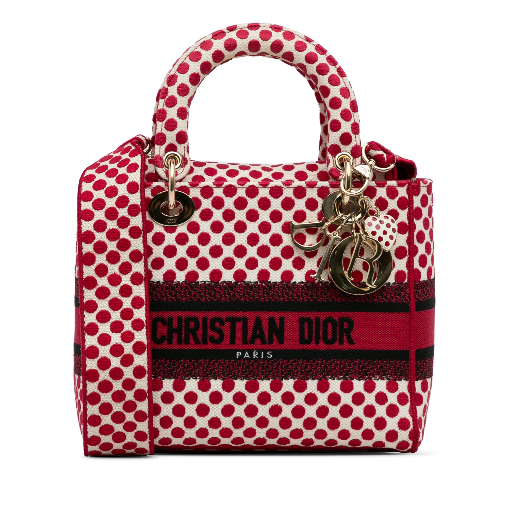 Dior | Pre-Owned DiorAmour Medium Embroidered Canvas Dots Lady D Lite | Red