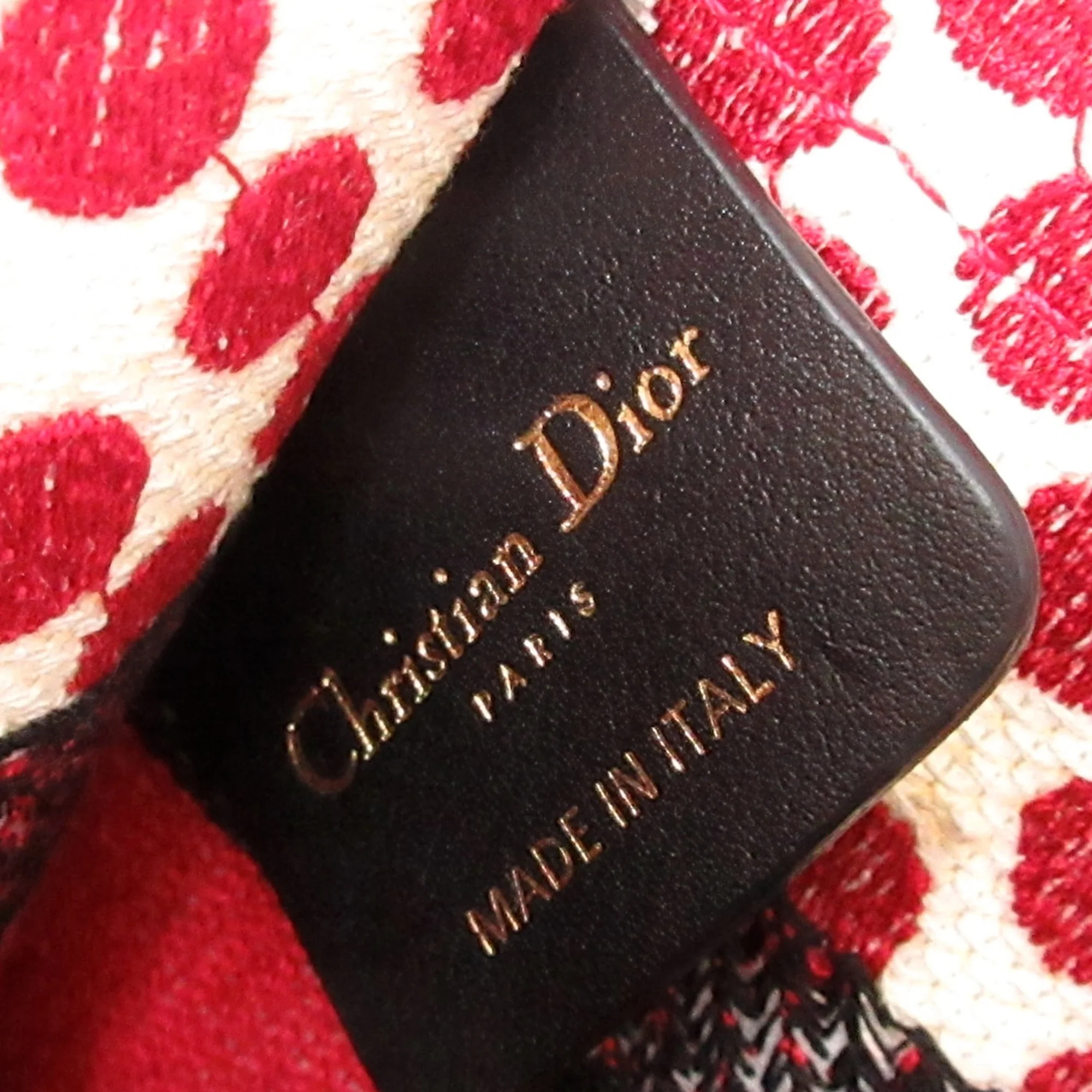 Dior | Pre-Owned DiorAmour Mini Embroidered Canvas Dots Book Tote | Red - Image 9
