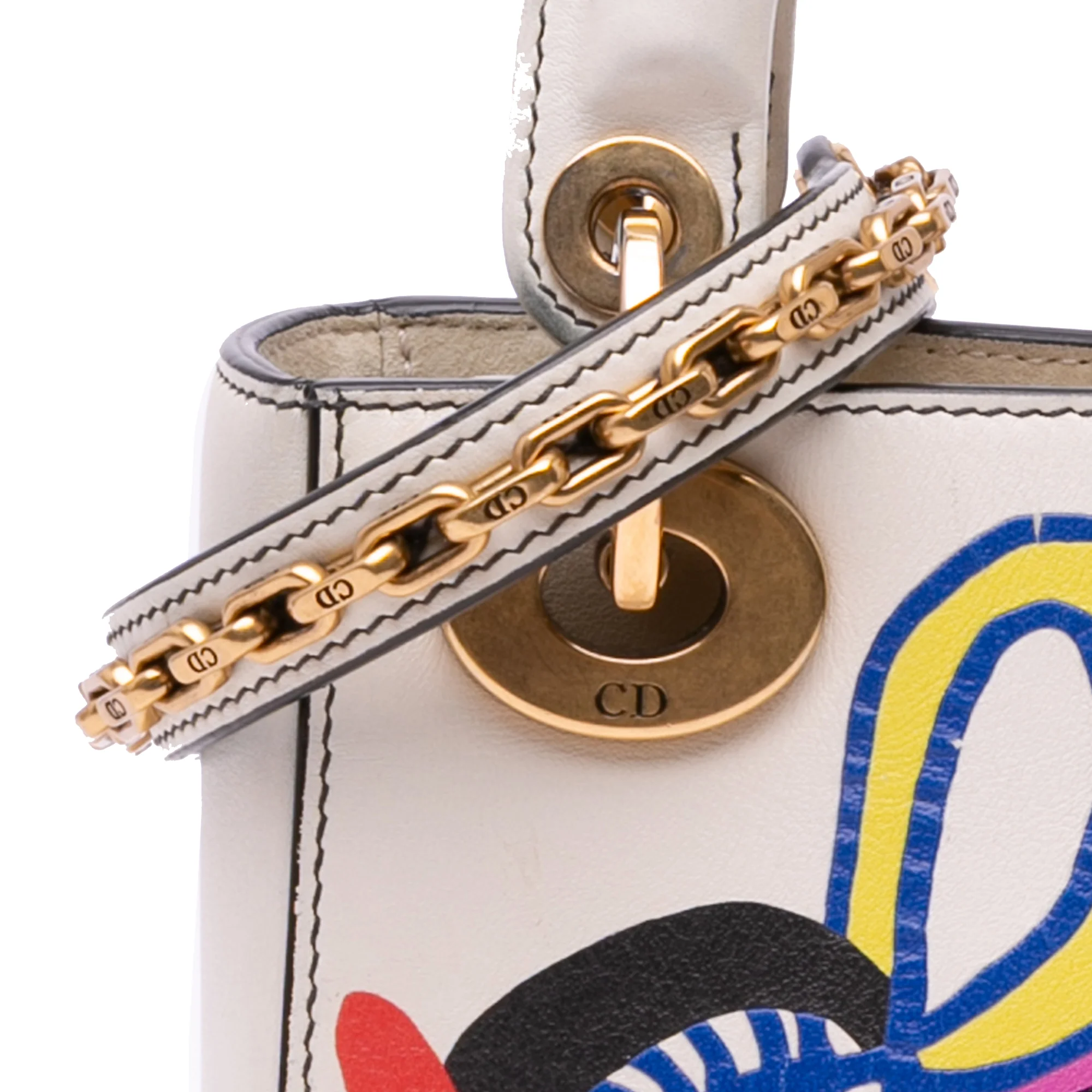 Dior | Pre-Owned DiorAmour Niki De Saint Phalle Mini Calfskin Love Lady Dior | White/Off White - Image 7