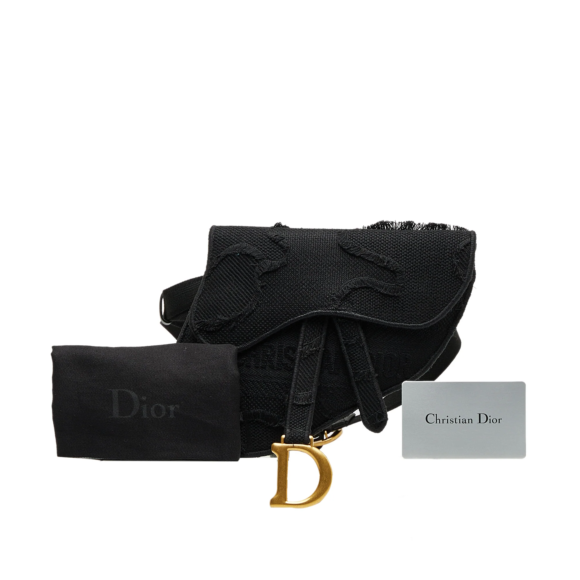 Dior | Pre-Owned Embroidered Canvas Camouflage Saddle Belt Bag | Black - Image 9
