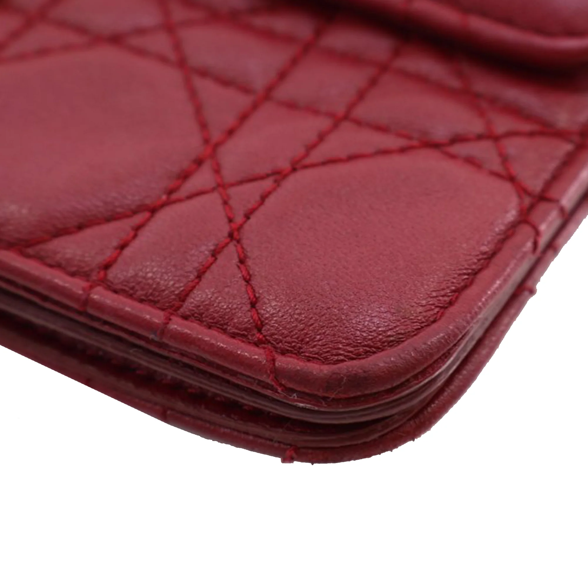 Dior | Pre-Owned Lambskin Cannage DiorAddict Wristlet Clutch | Red - Image 5