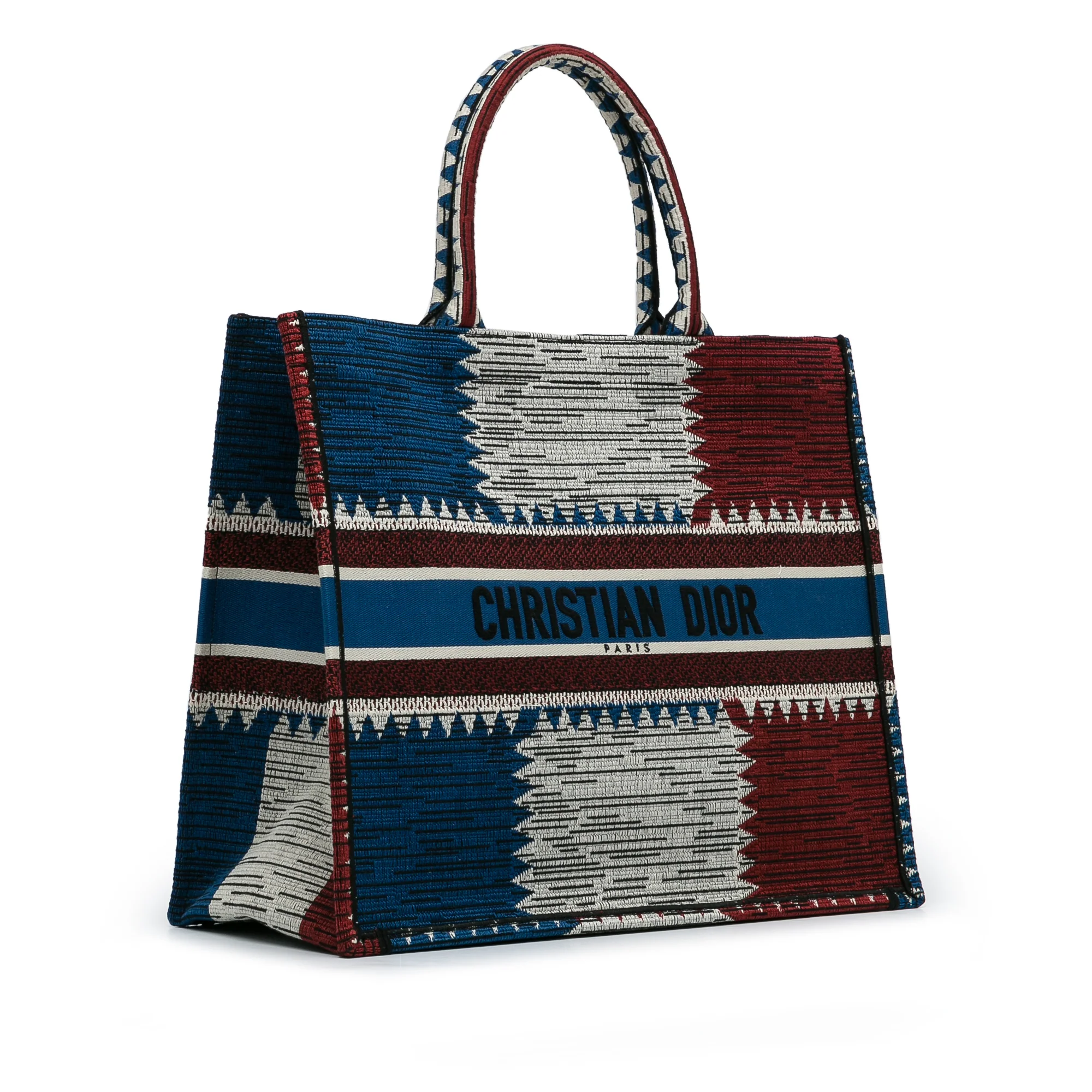 Dior | Pre-Owned Large French Flag Book Tote | Blue - Image 3