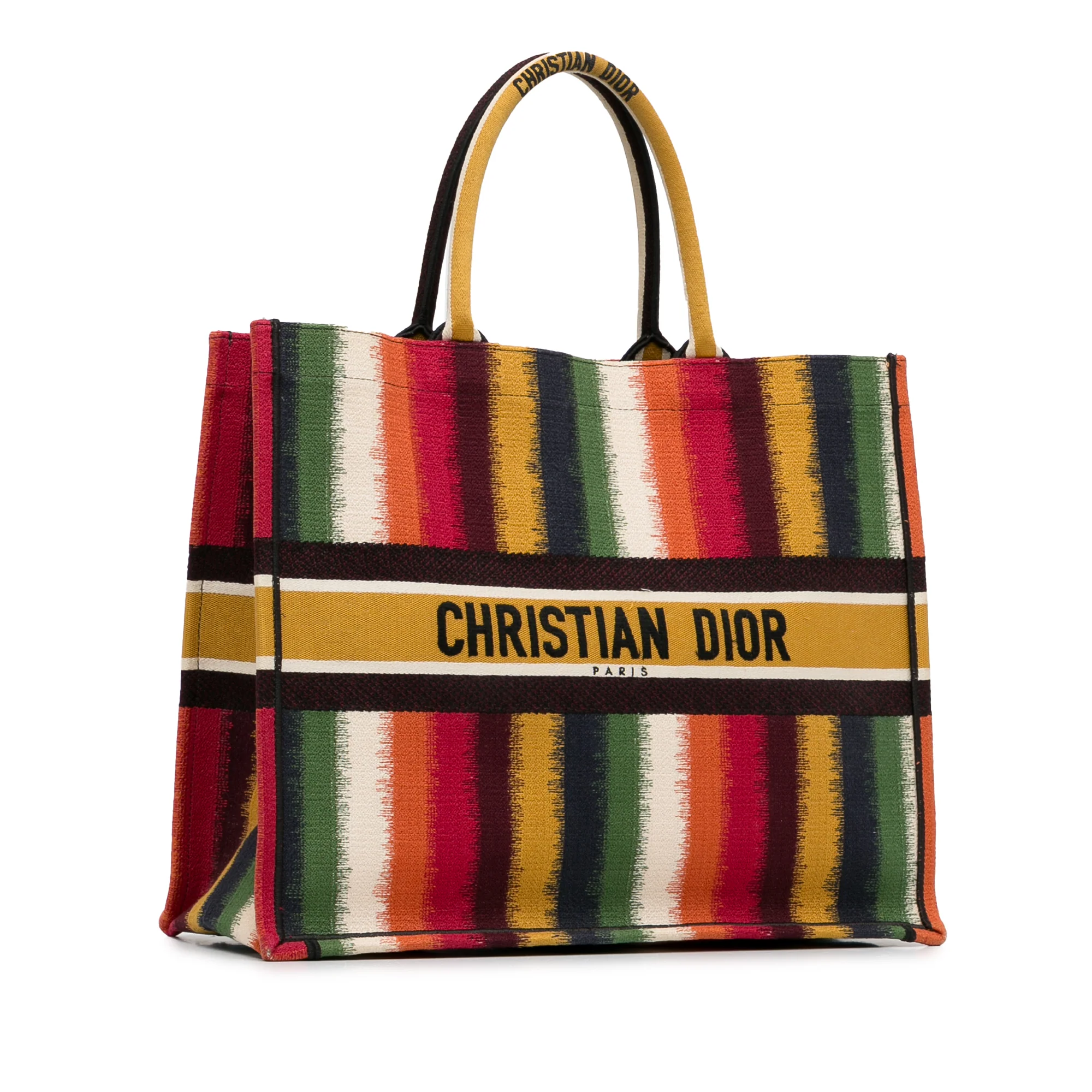 Dior | Pre-Owned Large Striped Book Tote | Yellow - Image 4