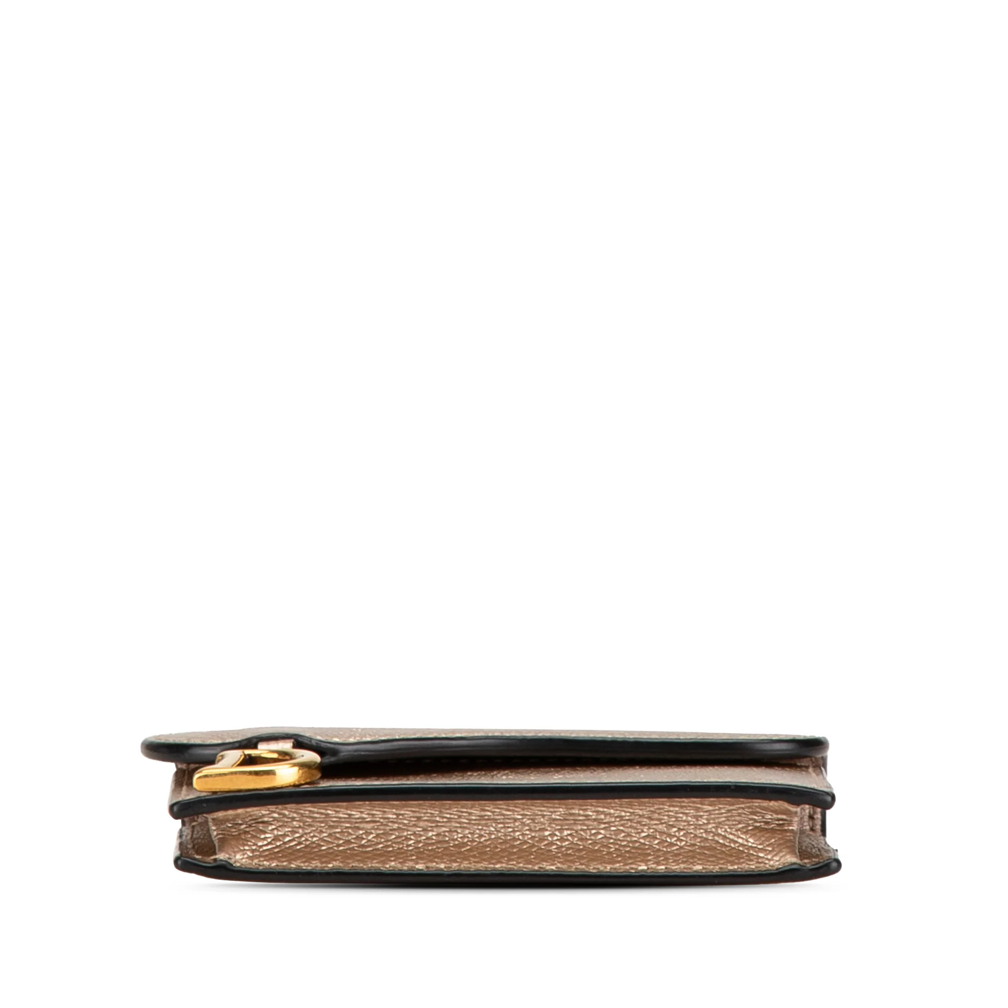 Dior | Pre-Owned Leather Saddle Card Holder | Gold - Image 3