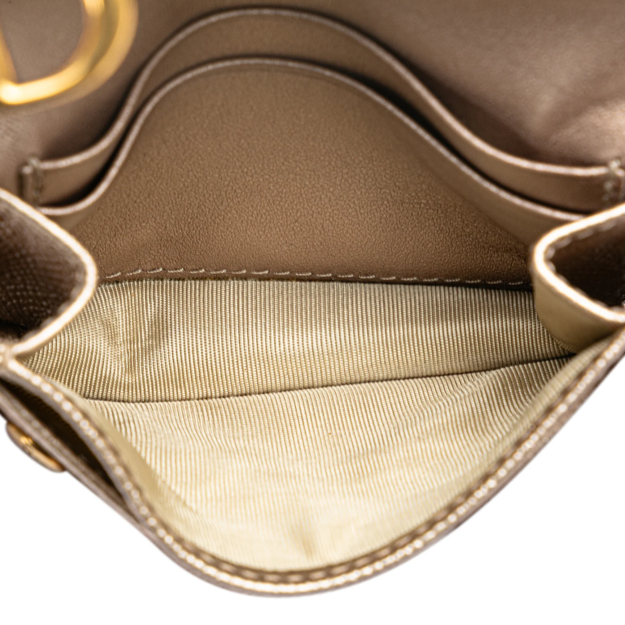 Dior | Pre-Owned Leather Saddle Card Holder | Gold - Image 4