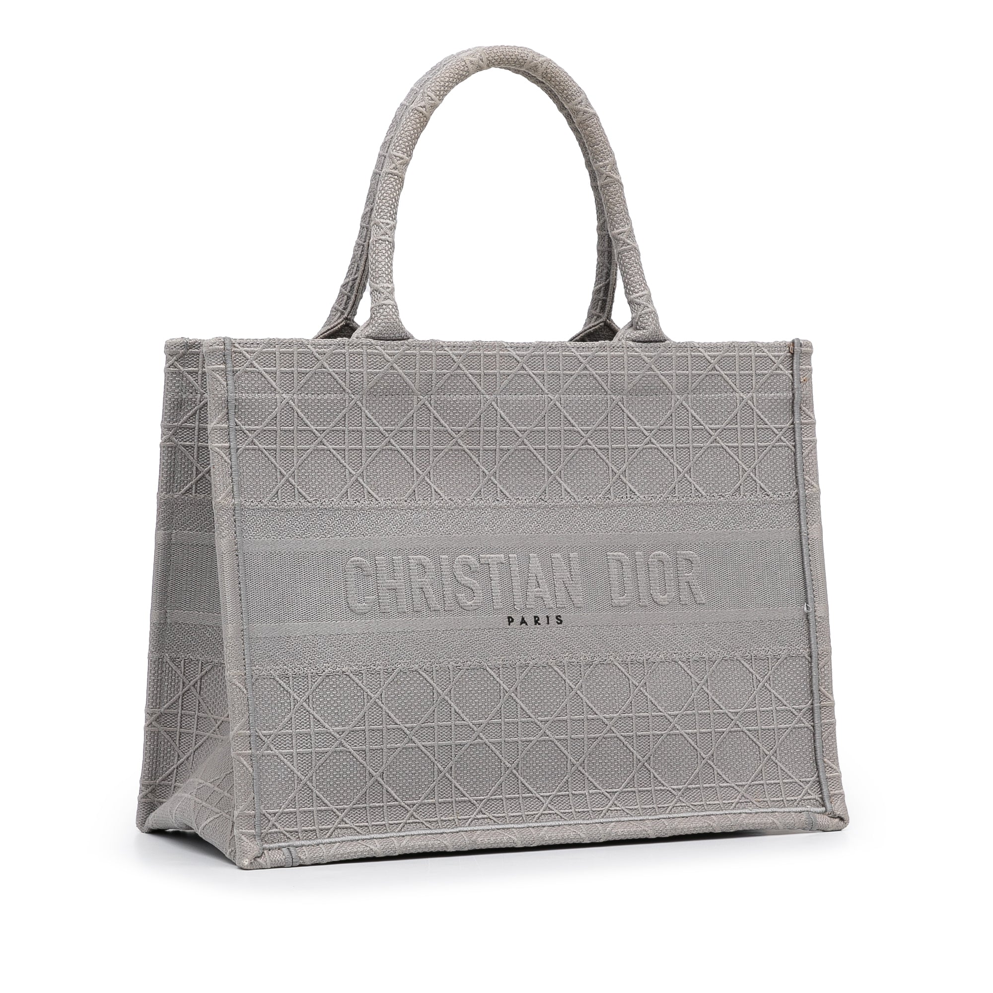 Dior | Pre-Owned Medium Cannage Embroidered Book Tote | Gray - Image 2